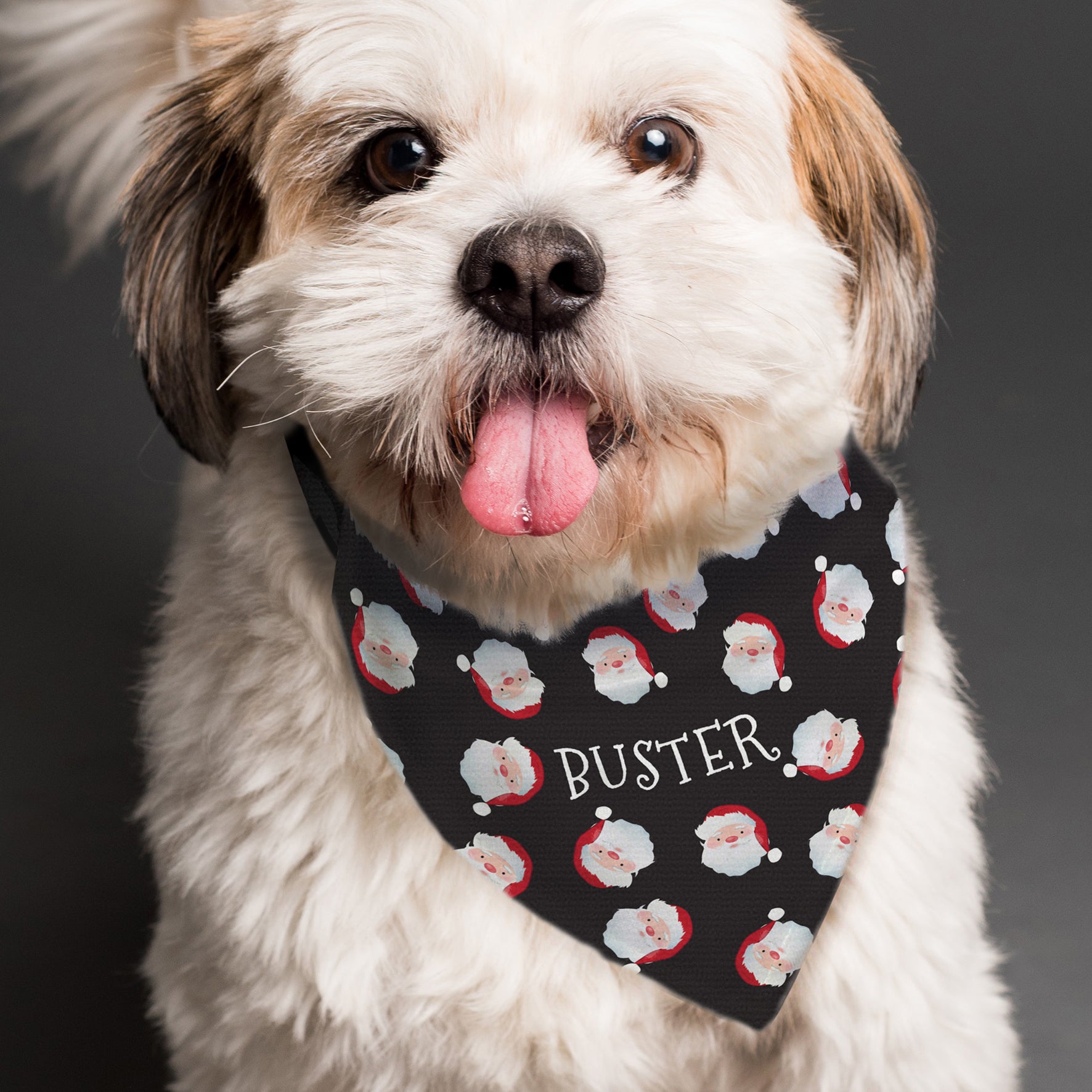 Personalised Santa Black Dog Bandana - gift & personalise
