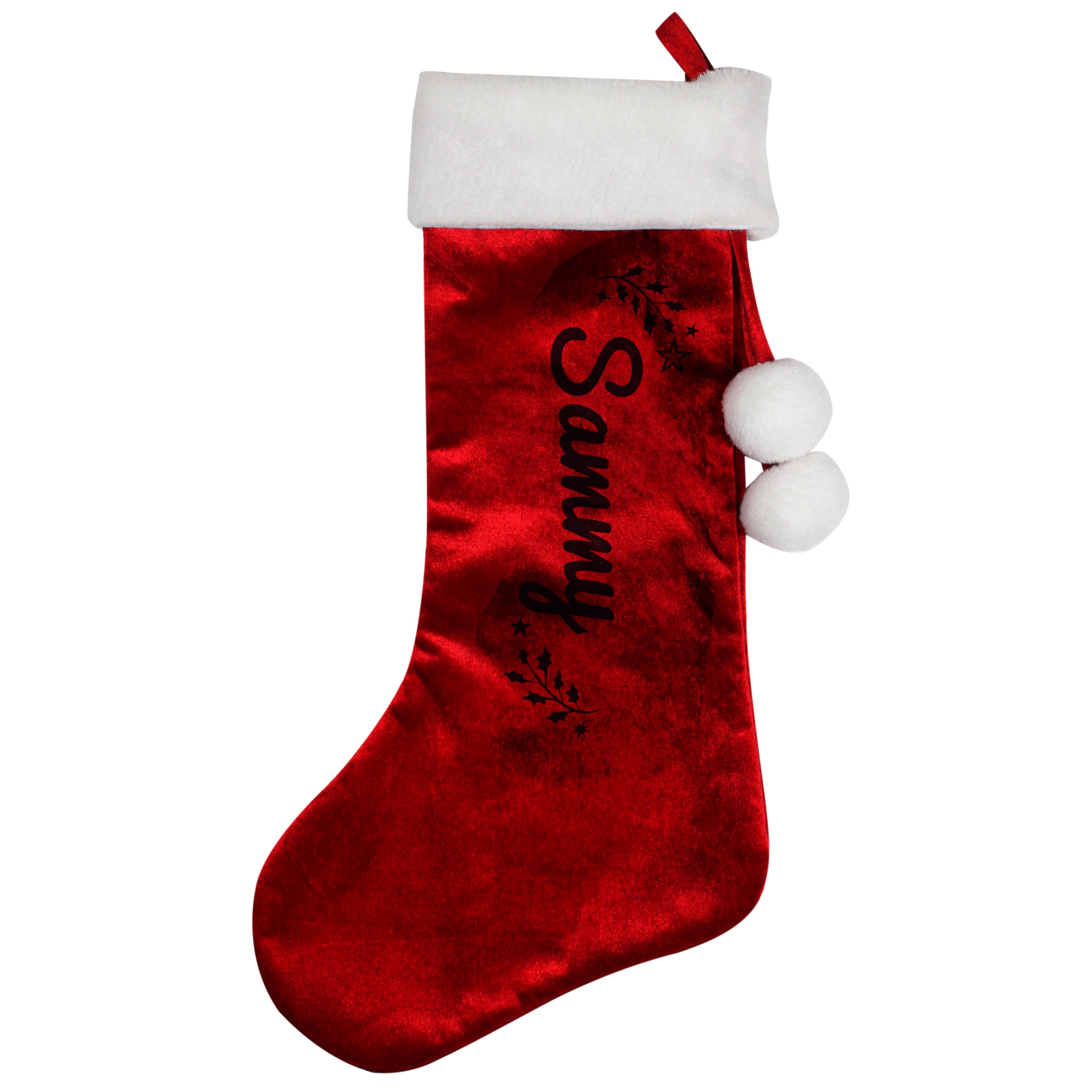 Personalised Holly Red Christmas Stocking - gift & personalise