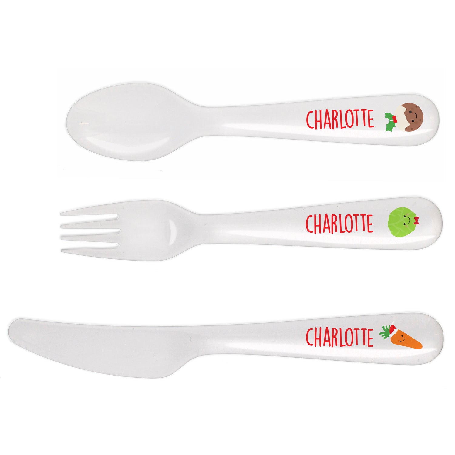 Personalised 'First Christmas Dinner' 3 Piece Plastic Cutlery Set - gift & personalise