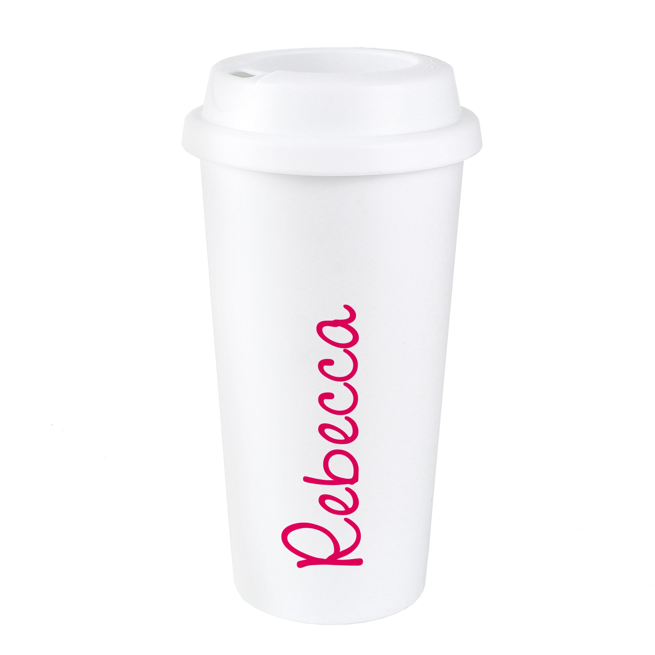 Personalised Pink Name Insulated Reusable Eco Travel Cup - gift & personalise