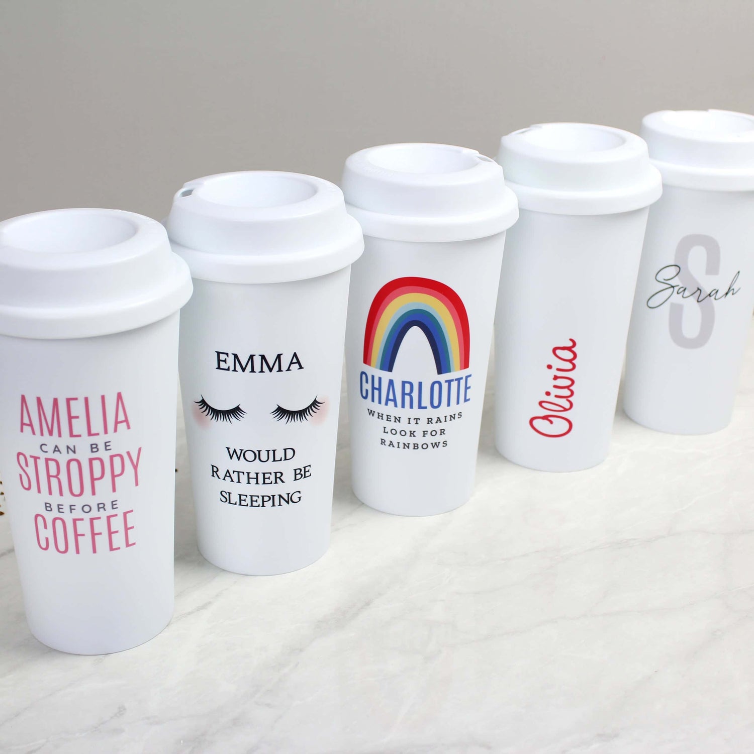 Personalised Pink Text Slogan Insulated Reusable Eco Travel Cup - gift & personalise