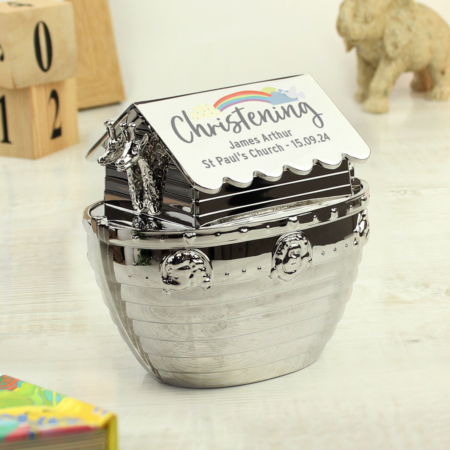 Personalised Christening Noahs Ark Money Box - gift & personalise