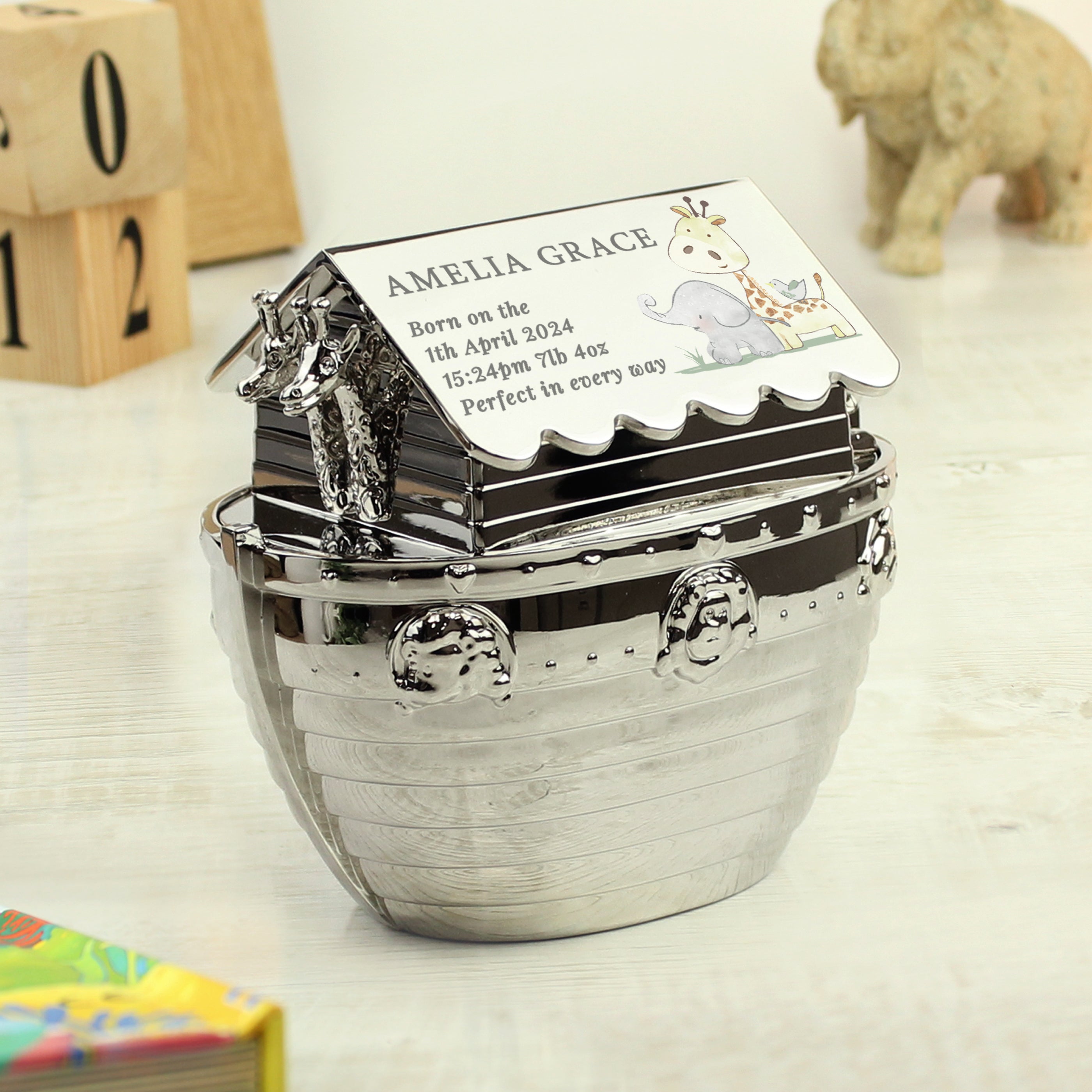 Personalised Hessian Friends Noahs Ark Money Box - gift & personalise