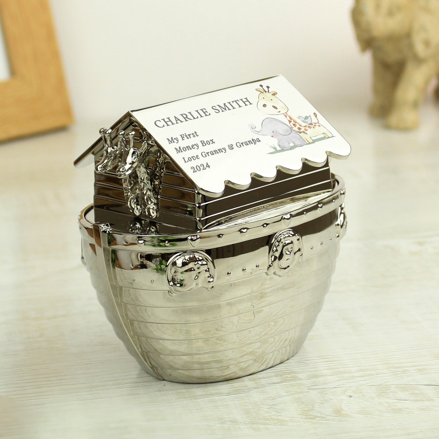 Personalised Hessian Friends Noahs Ark Money Box - gift & personalise