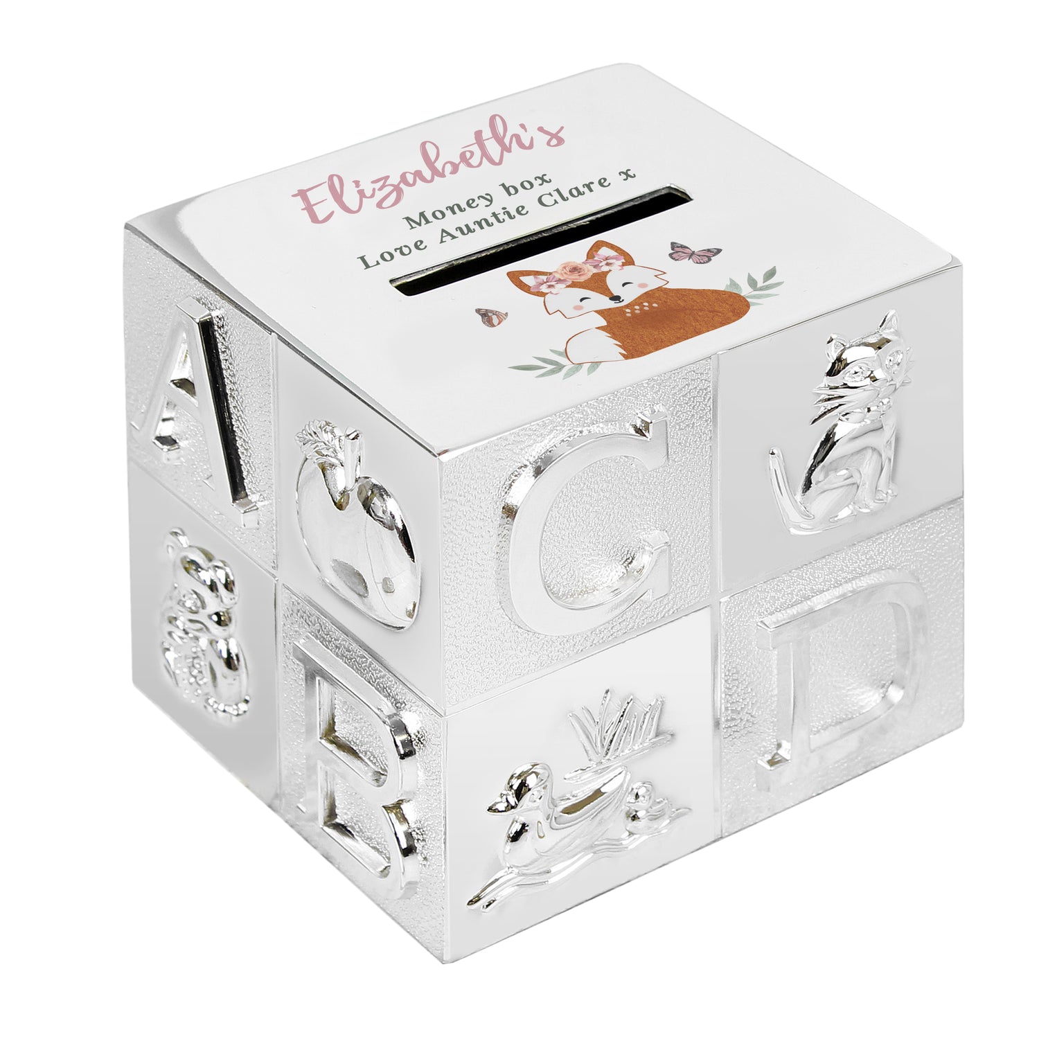 Personalised Woodland Fox ABC Money Box - gift & personalise