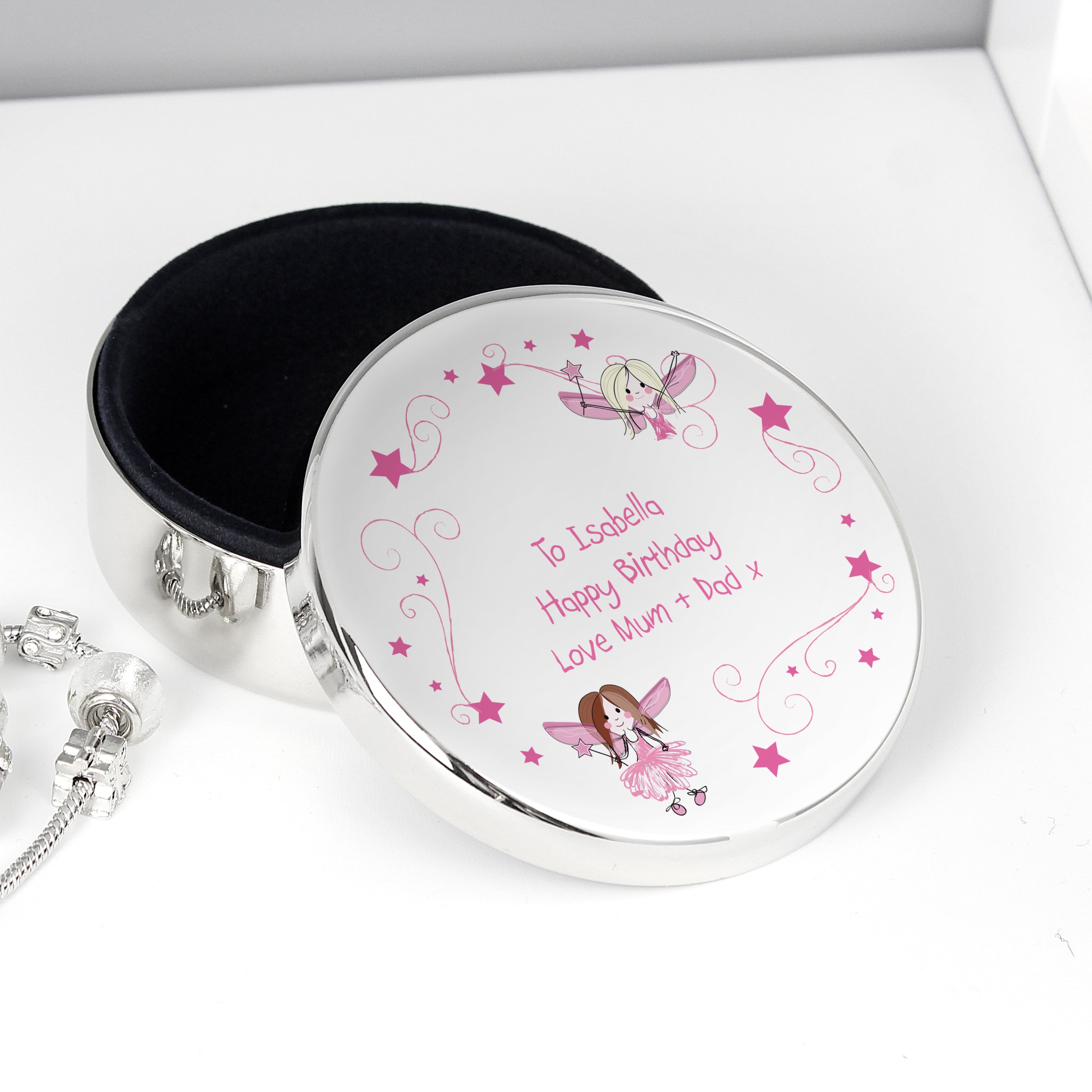 Personalised Fairy Round Trinket Box - gift & personalise