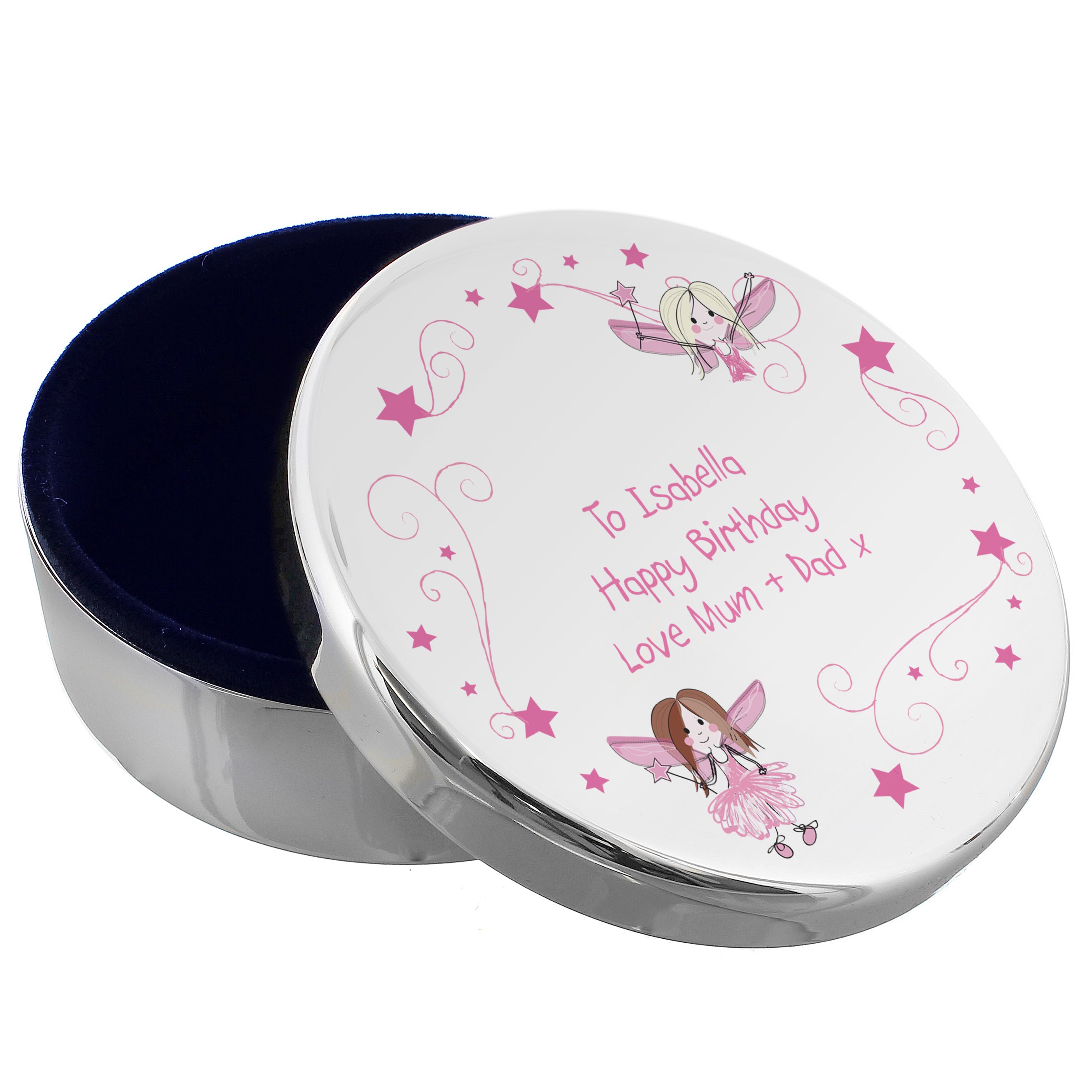 Personalised Fairy Round Trinket Box - gift & personalise