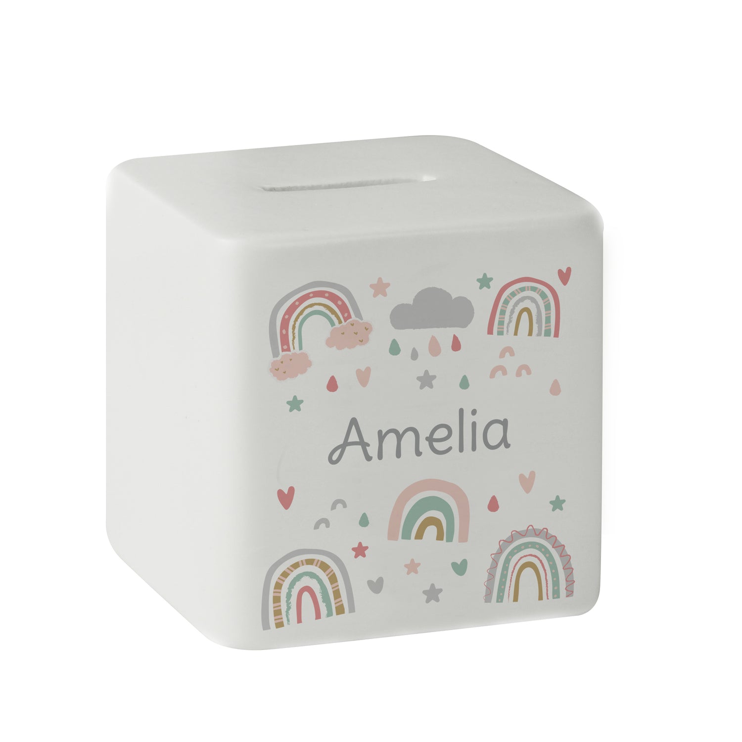 Personalised Rainbow Ceramic Square Money Box - gift & personalise