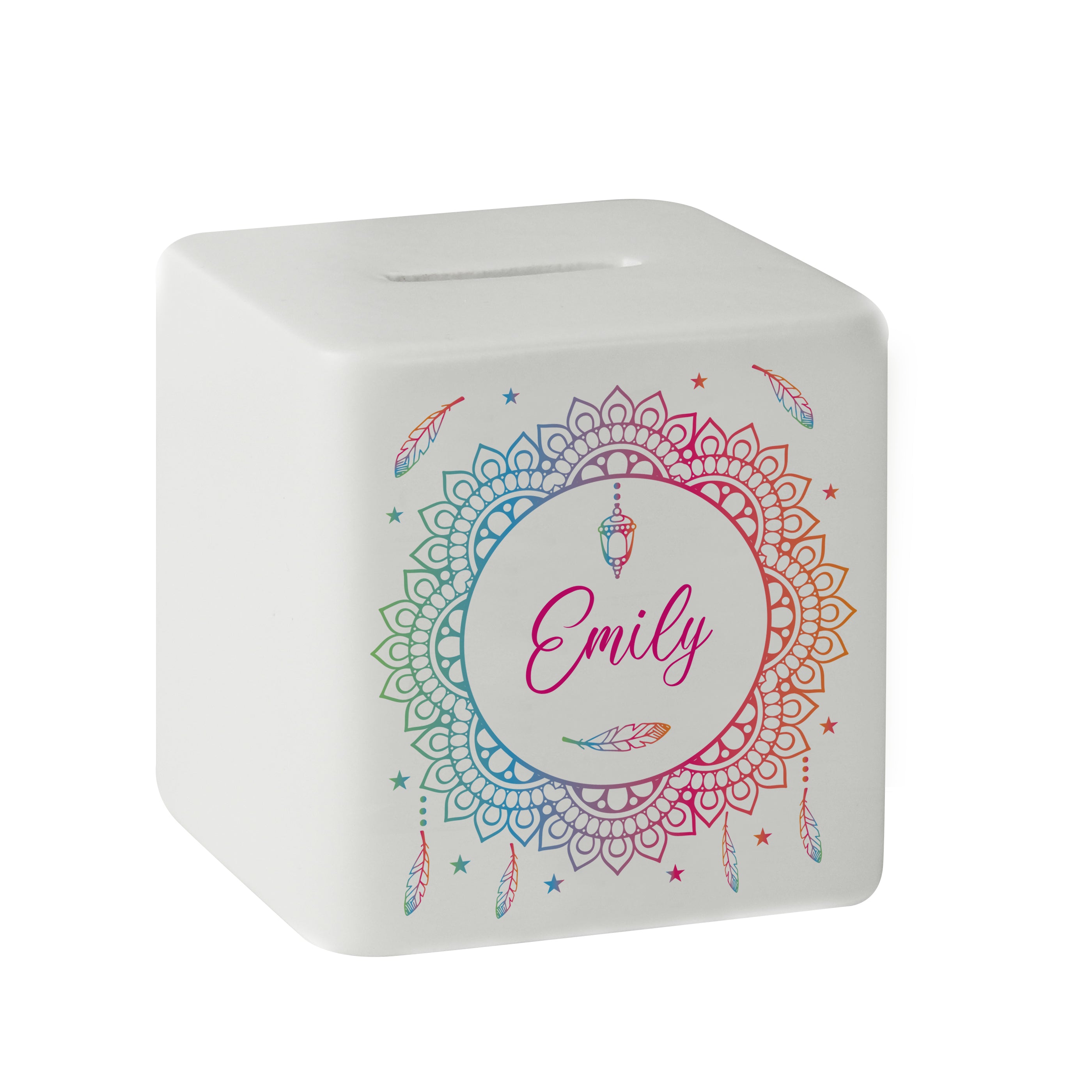 Personalised Dreamcatcher Ceramic Square Money Box - gift & personalise