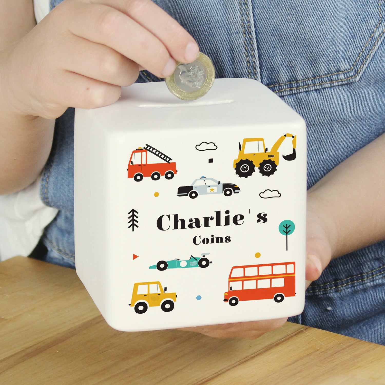 Personalised Vehicles Ceramic Square Money Box - gift & personalise