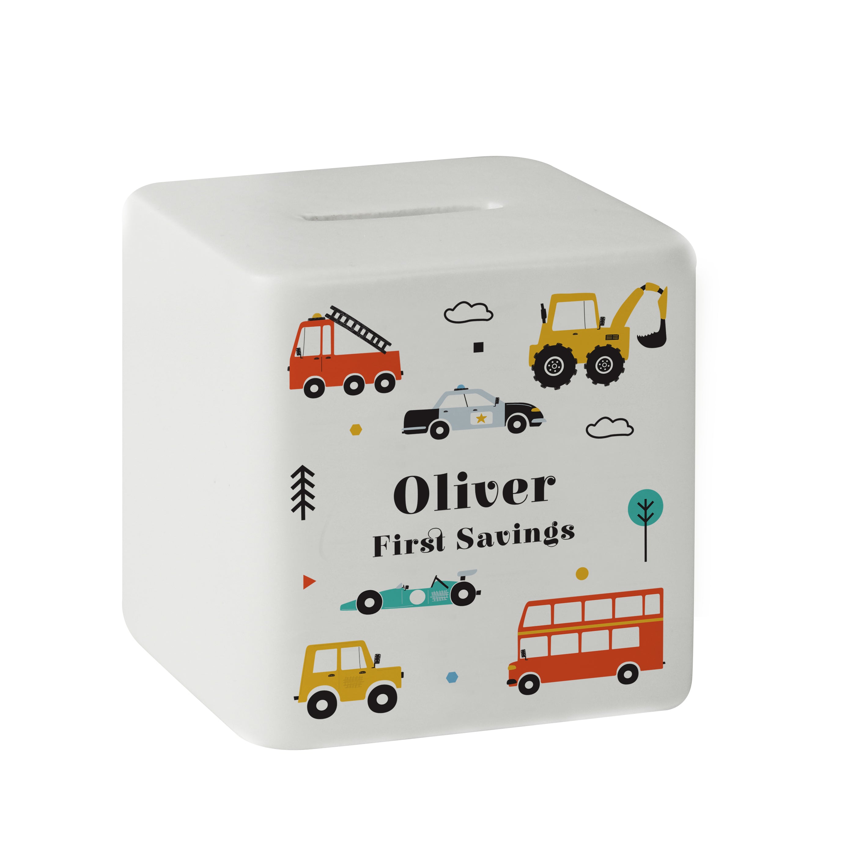 Personalised Vehicles Ceramic Square Money Box - gift & personalise