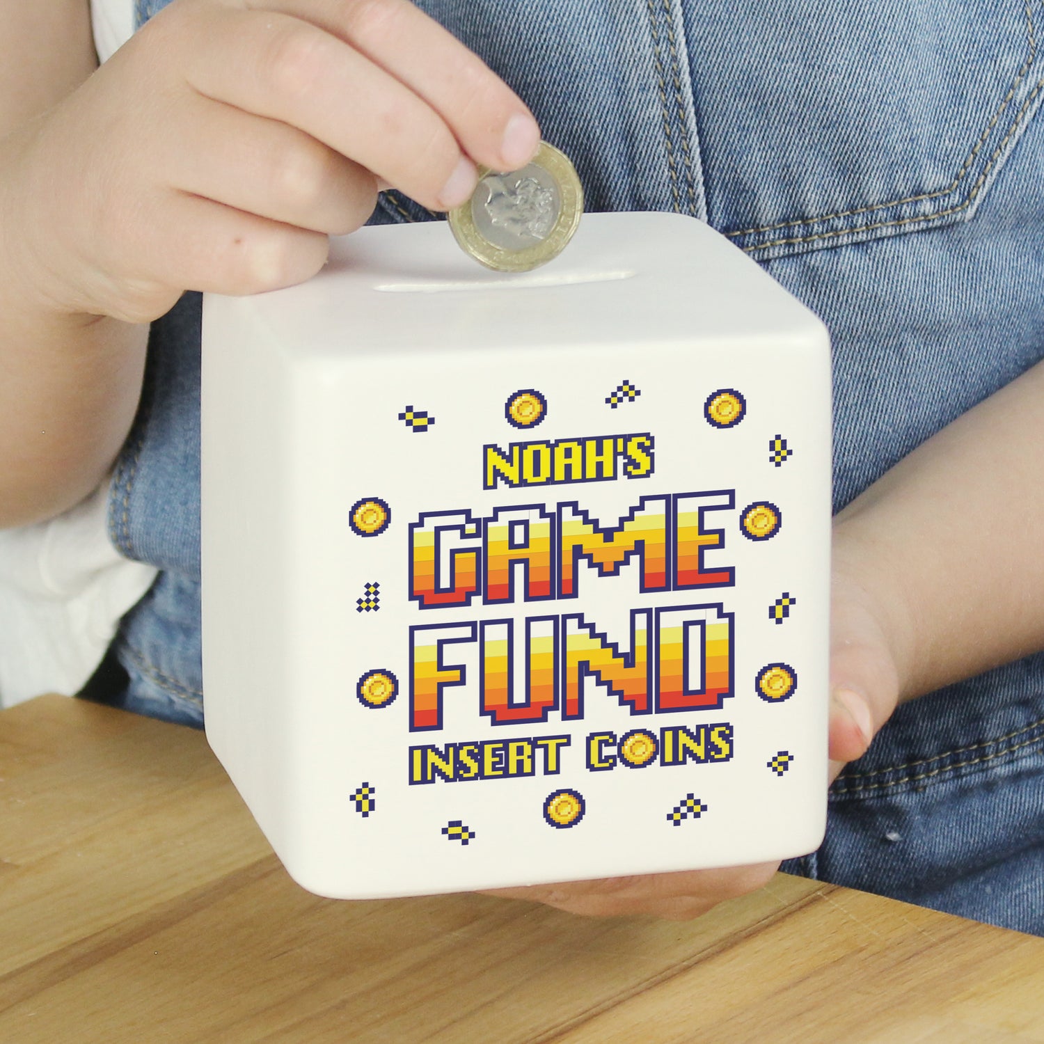 Personalised Gaming Fund Ceramic Square Money Box - gift & personalise