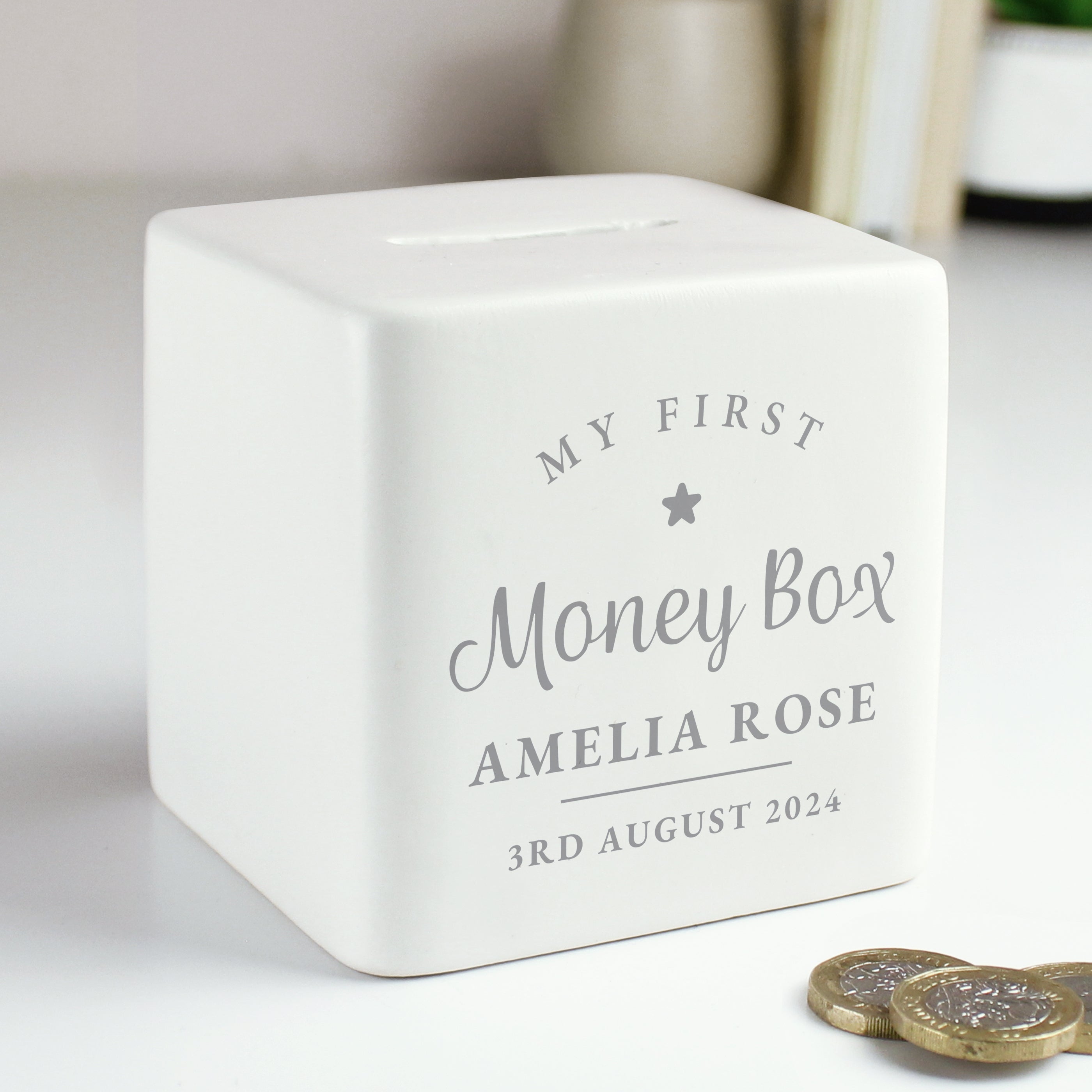 Personalised My First Ceramic Square Money Box - gift & personalise