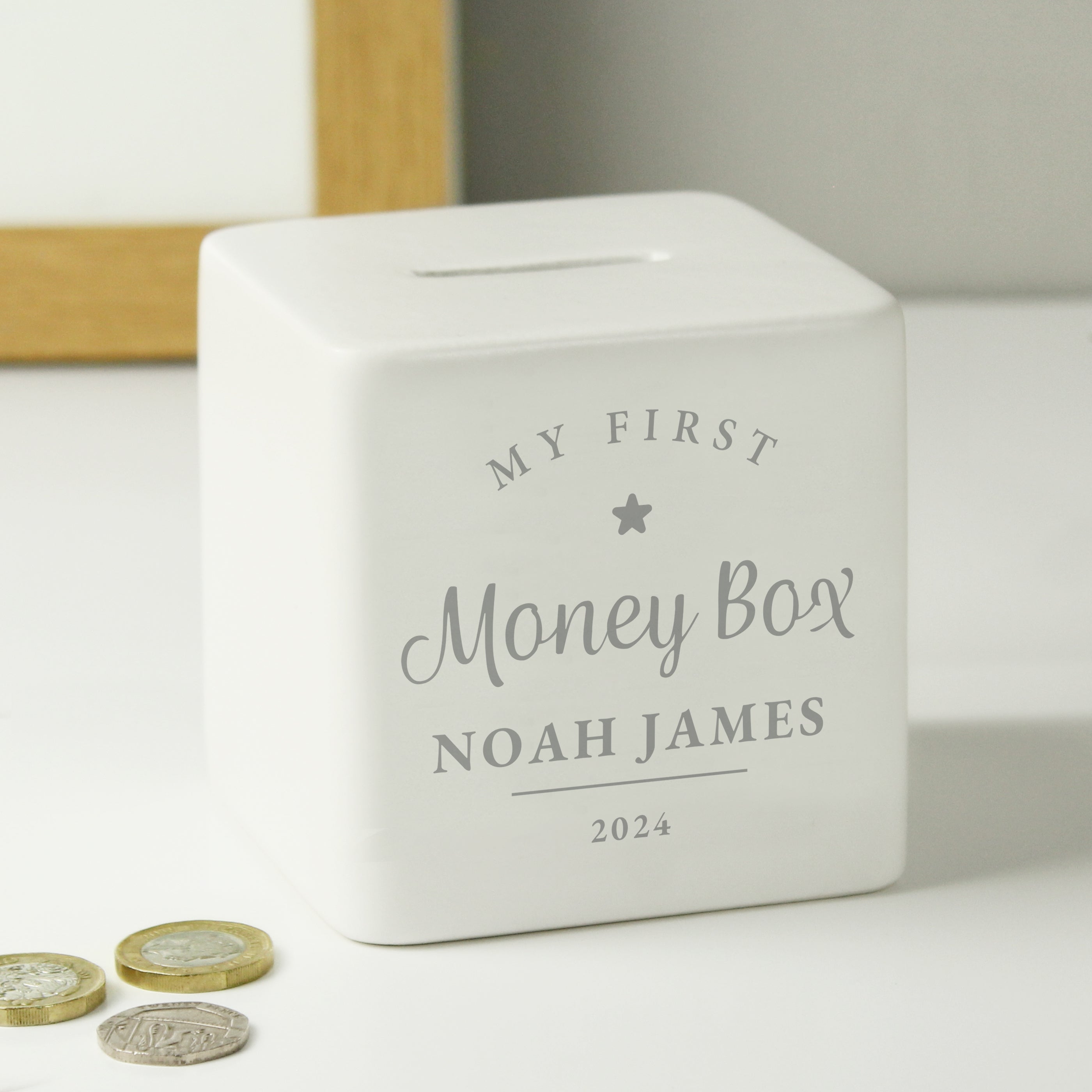 Personalised My First Ceramic Square Money Box - gift & personalise