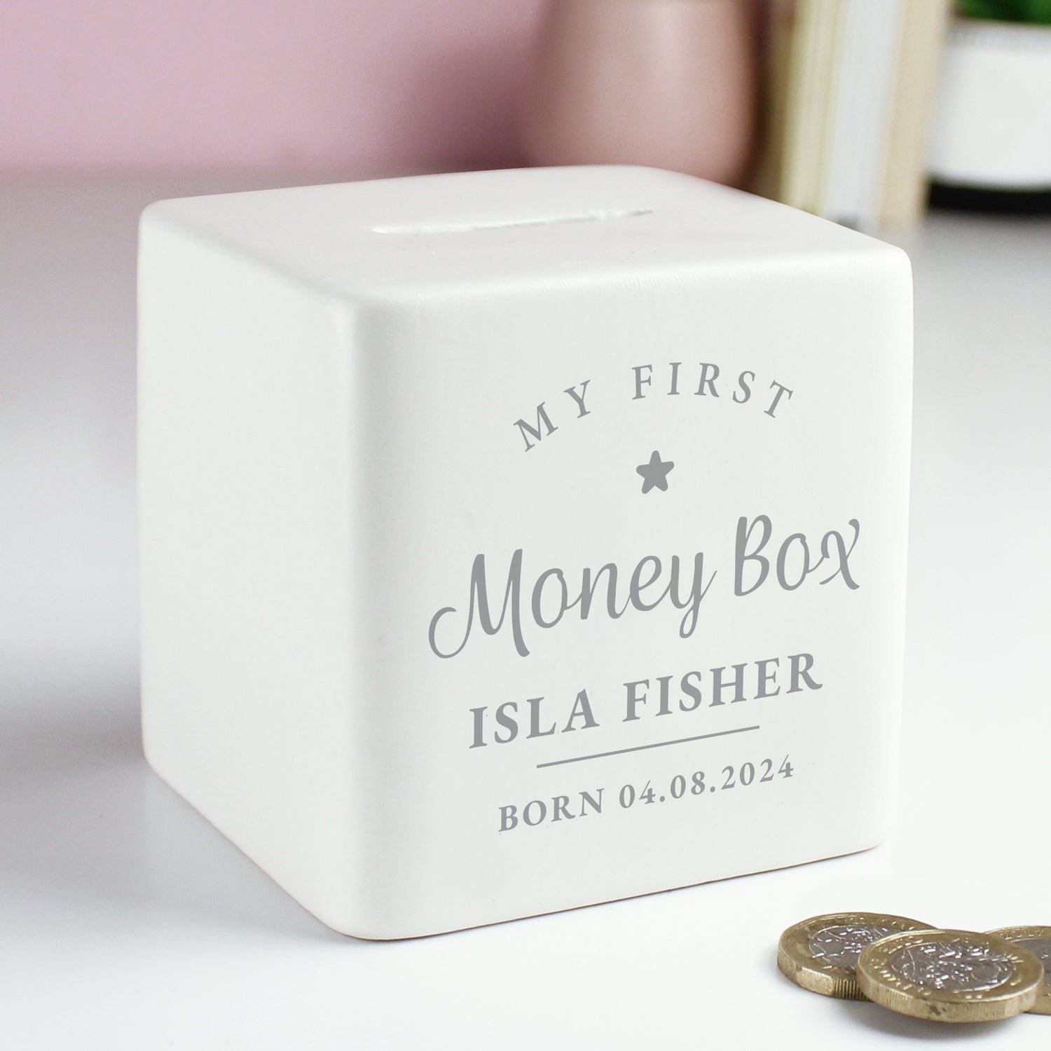 Personalised My First Ceramic Square Money Box - gift & personalise