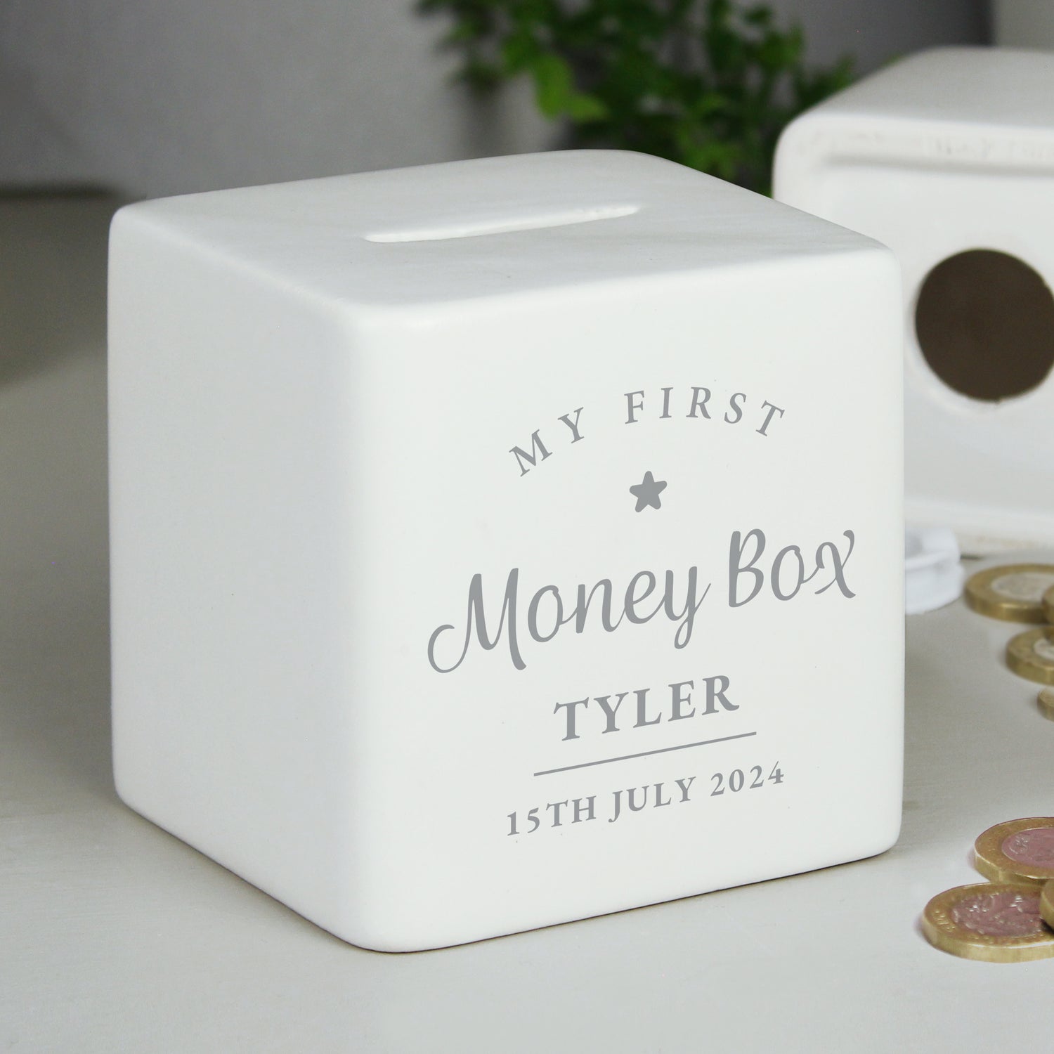 Personalised My First Ceramic Square Money Box - gift & personalise