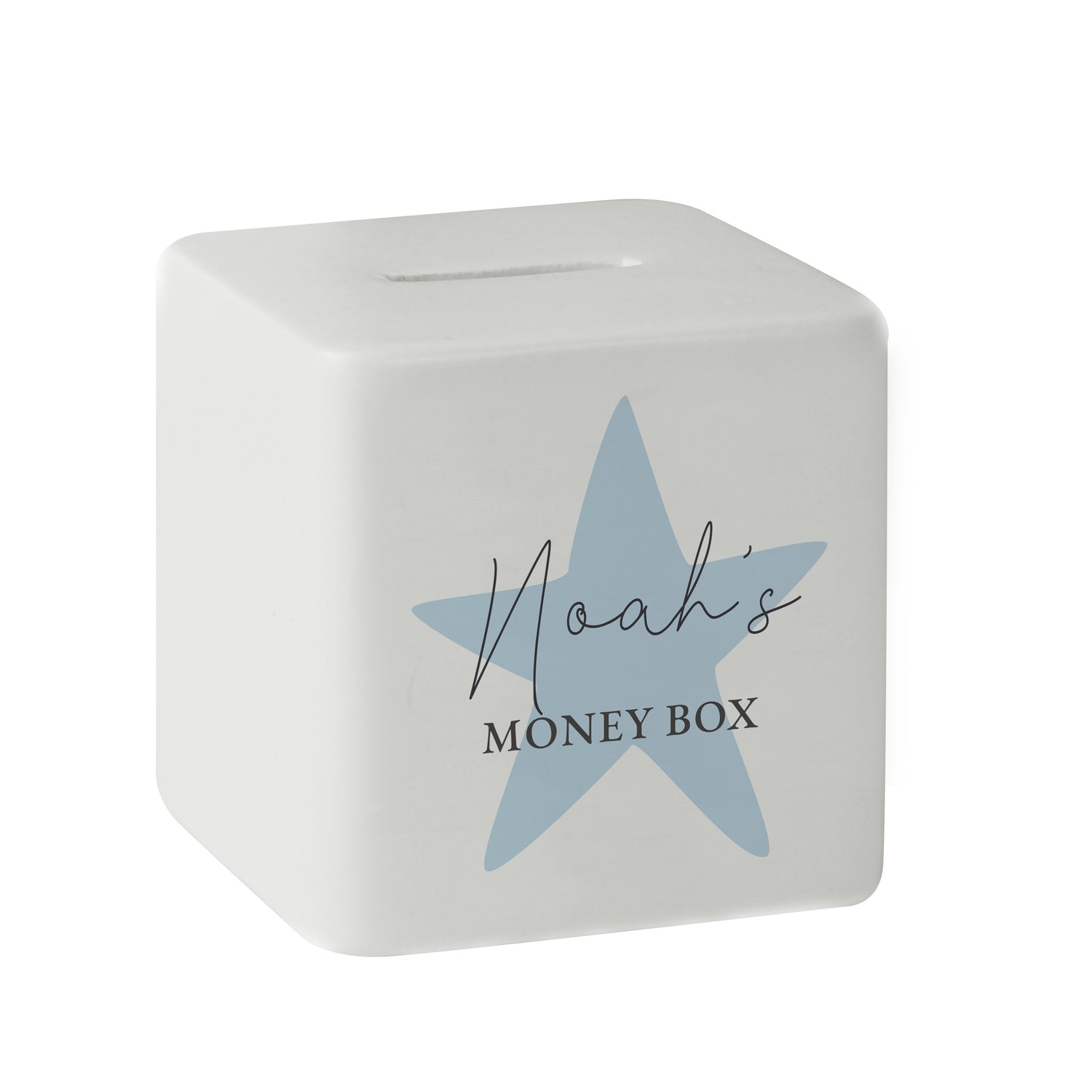 Personalised Blue Star Ceramic Square Money Box - gift & personalise