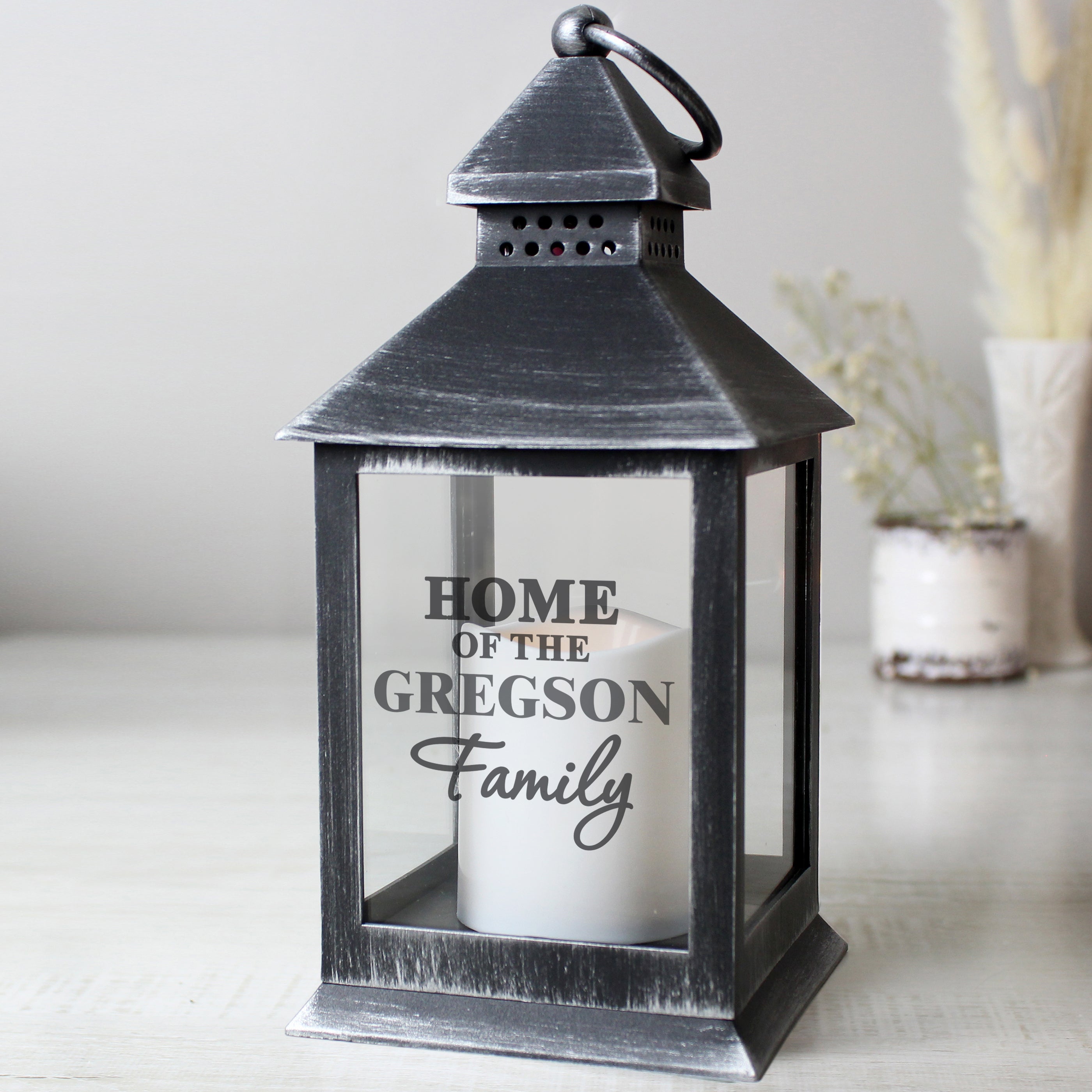 Personalised The Family Rustic Black Lantern - gift & personalise