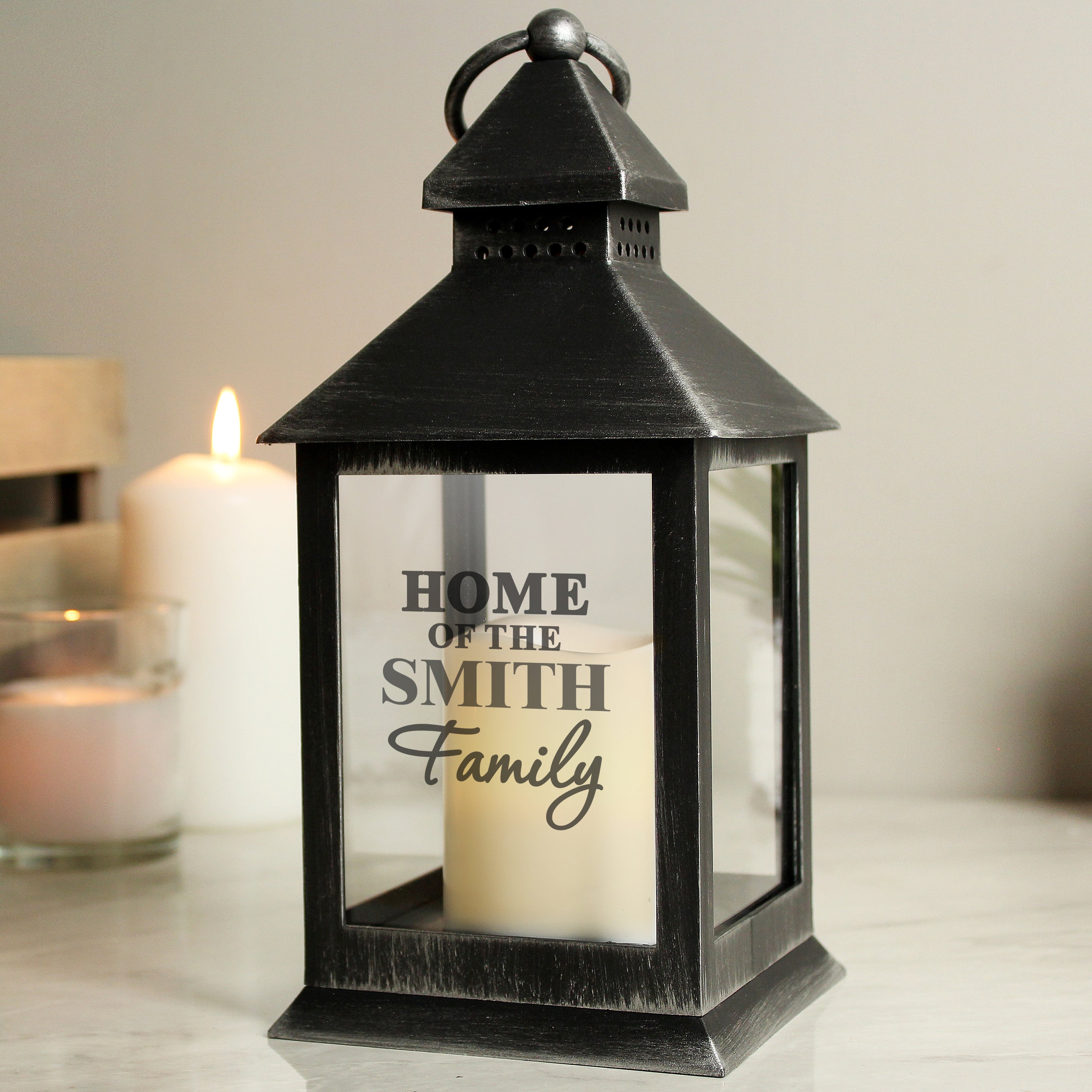 Personalised The Family Rustic Black Lantern - gift & personalise