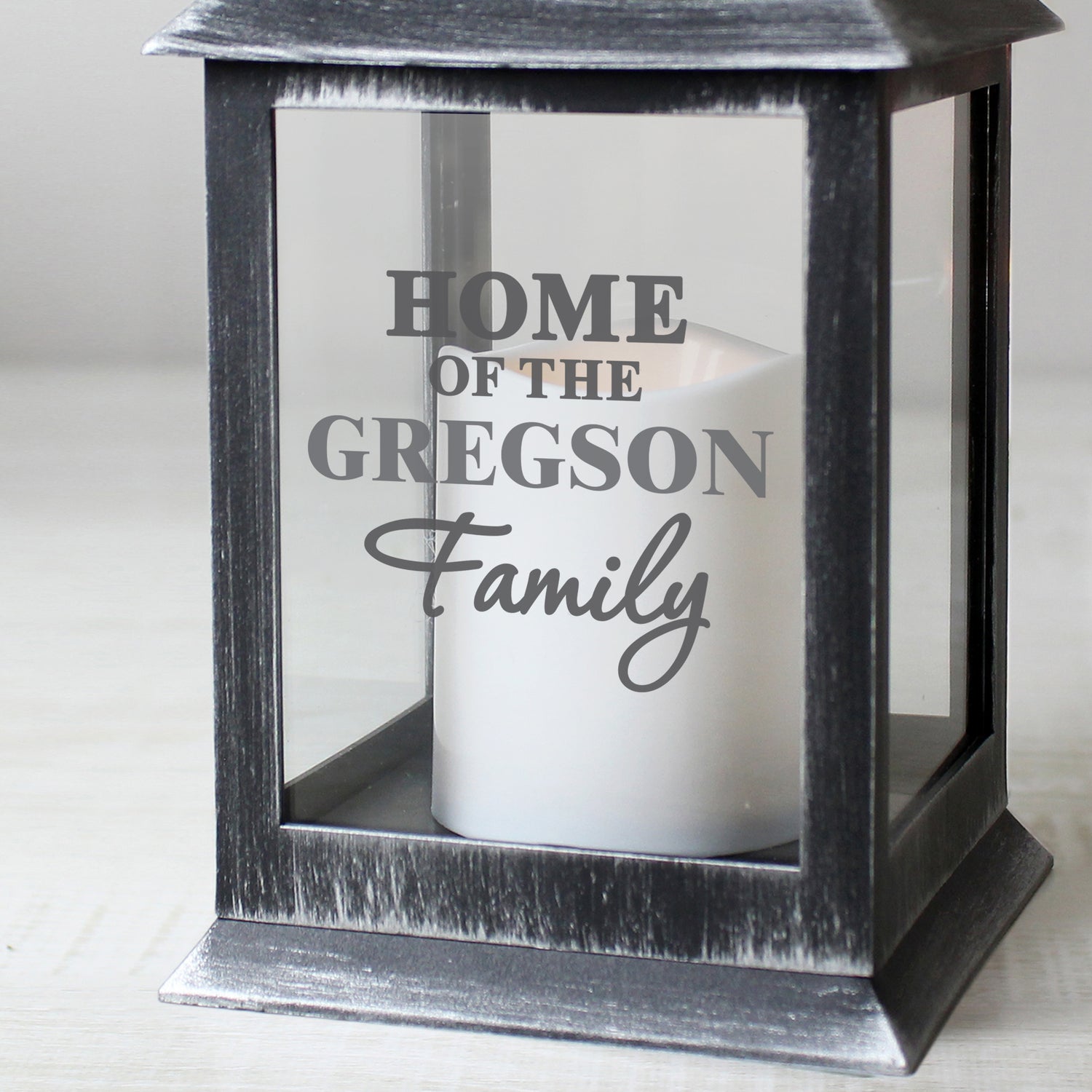 Personalised The Family Rustic Black Lantern - gift & personalise