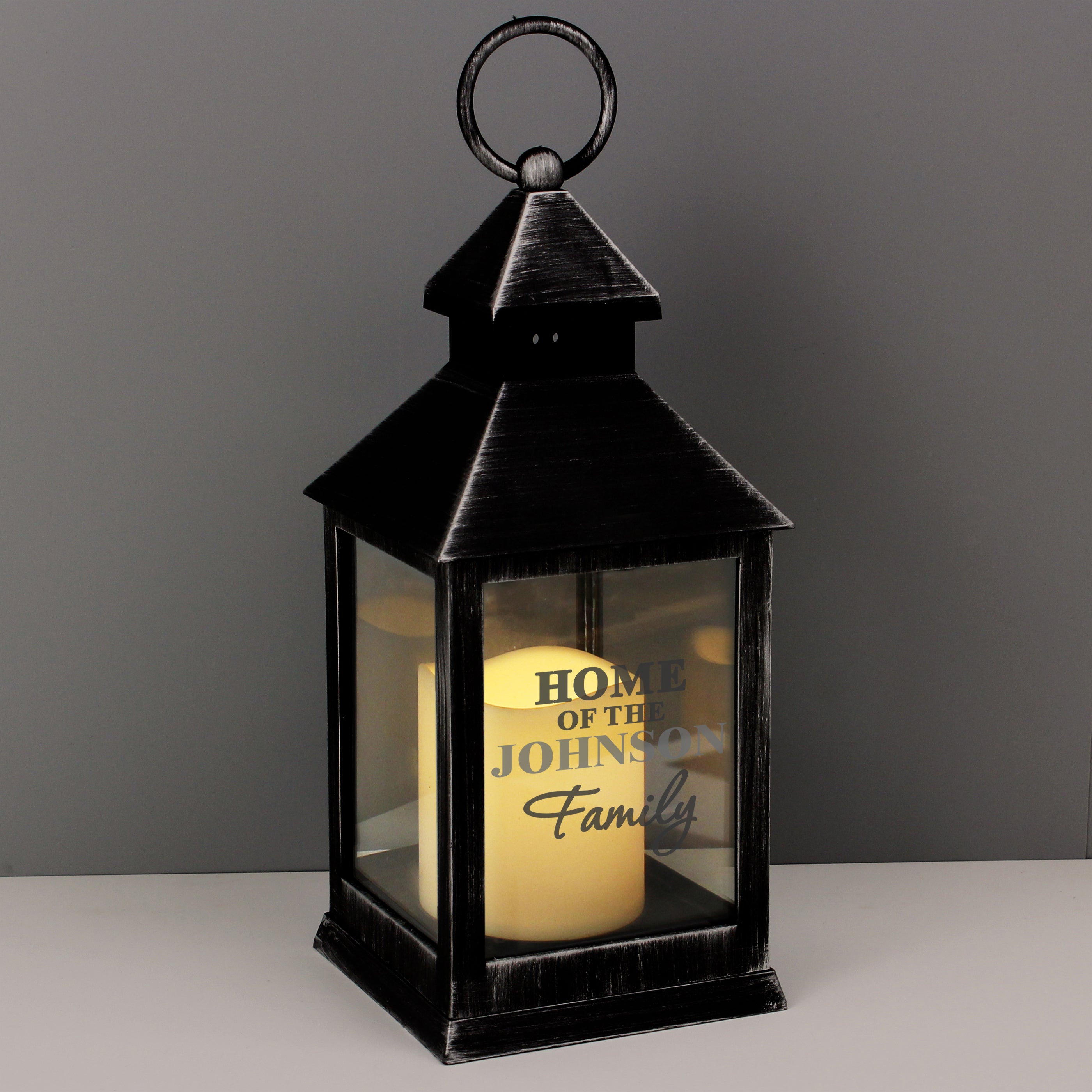 Personalised The Family Rustic Black Lantern - gift & personalise