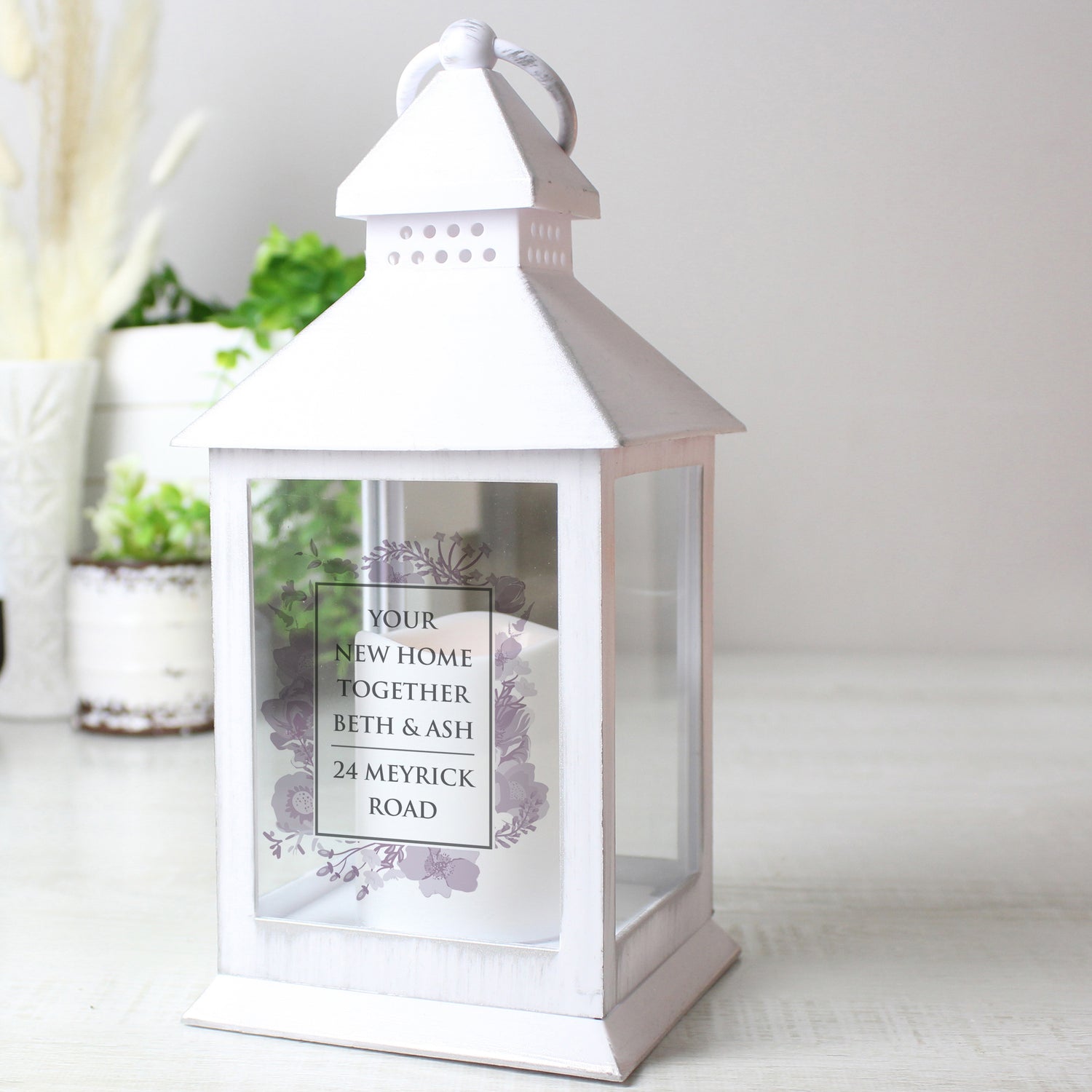 Personalised Soft Watercolour White Lantern - gift & personalise