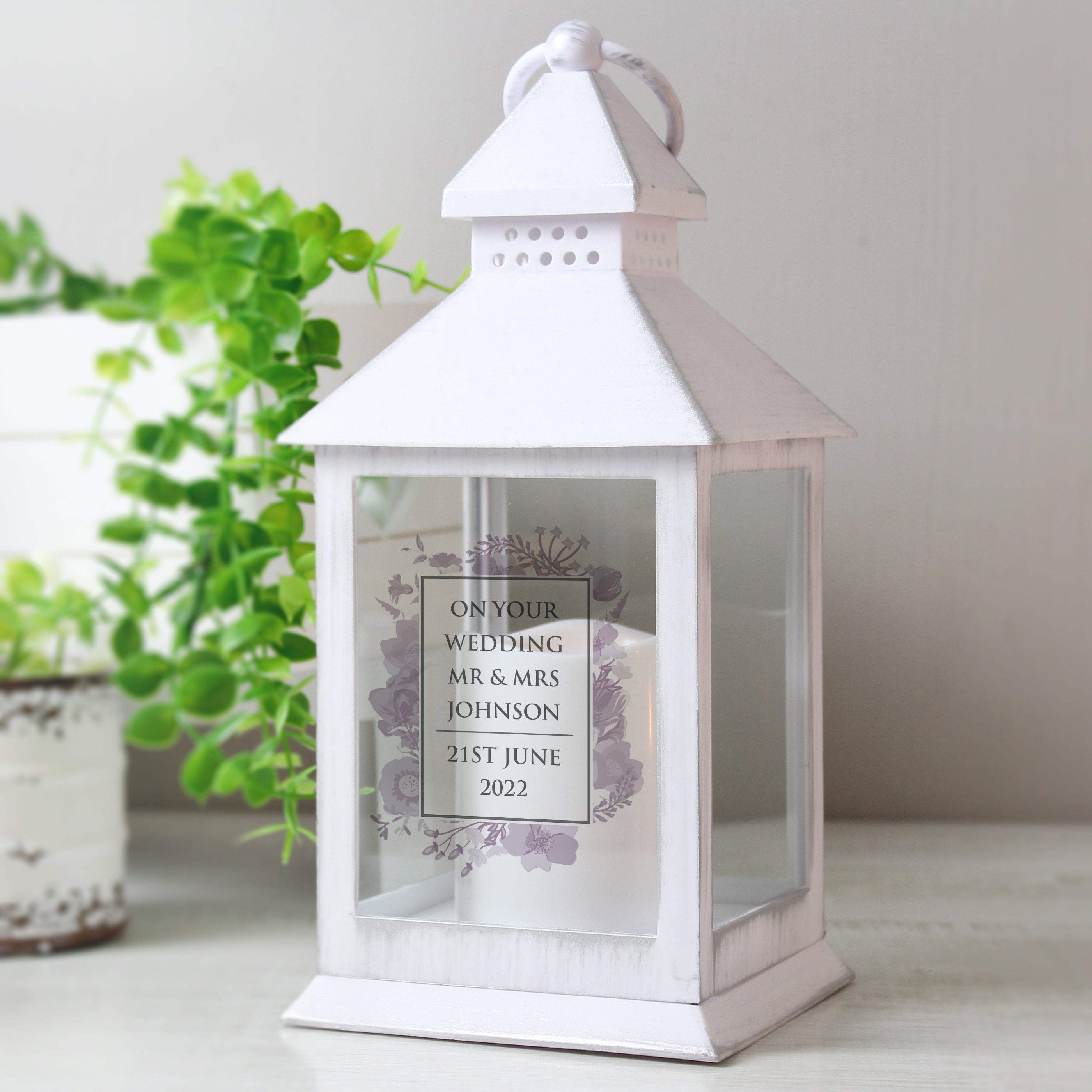 Personalised Soft Watercolour White Lantern - gift & personalise