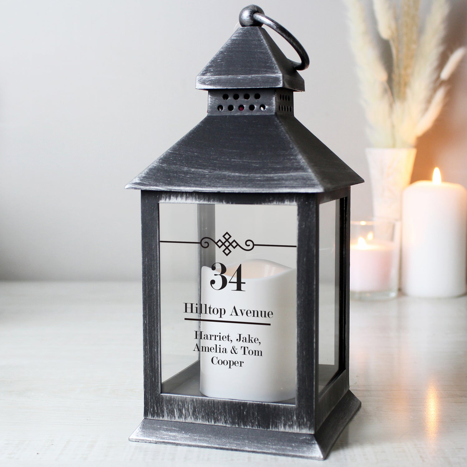 Personalised Elegant Diamond Rustic Black Lantern - gift & personalise