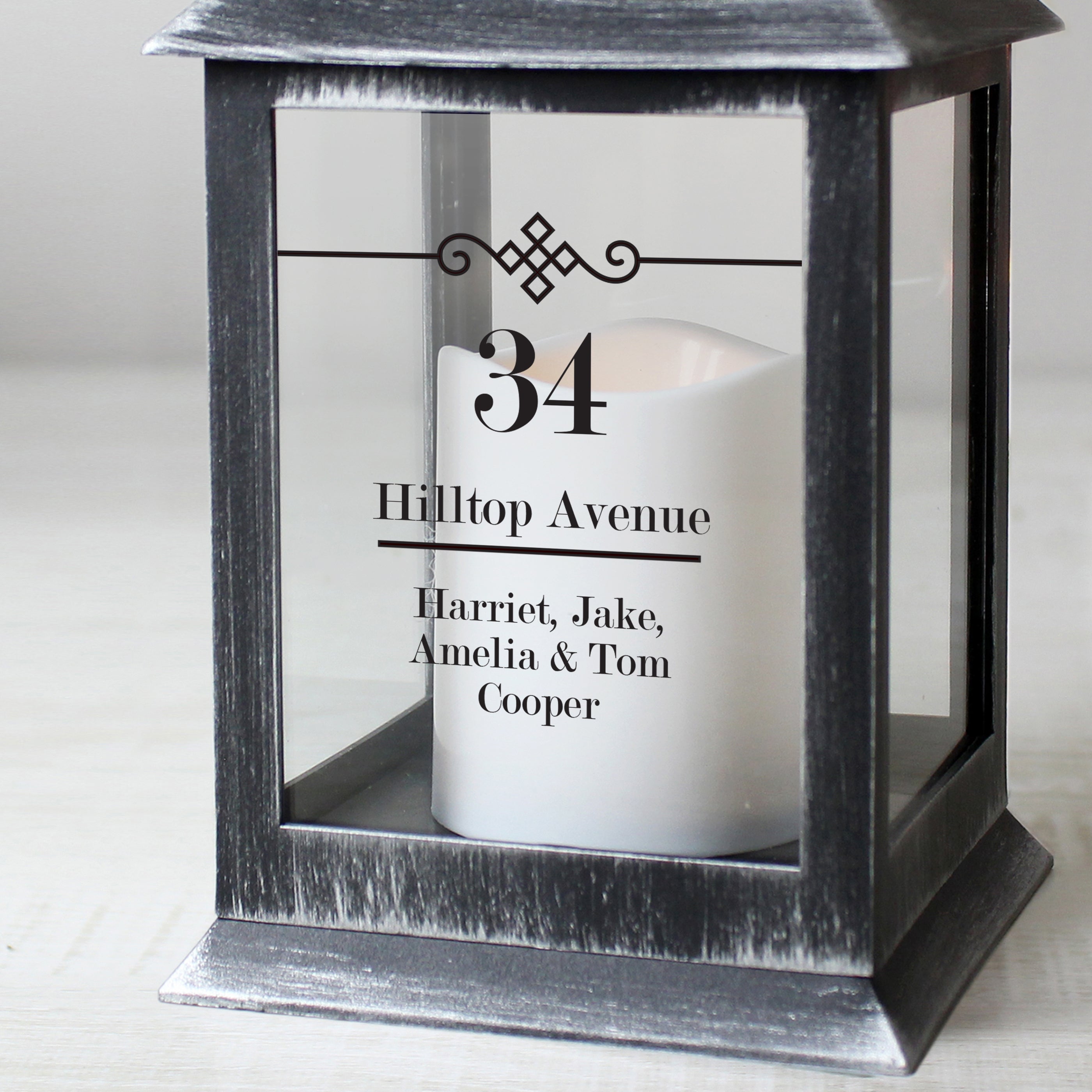 Personalised Elegant Diamond Rustic Black Lantern - gift & personalise