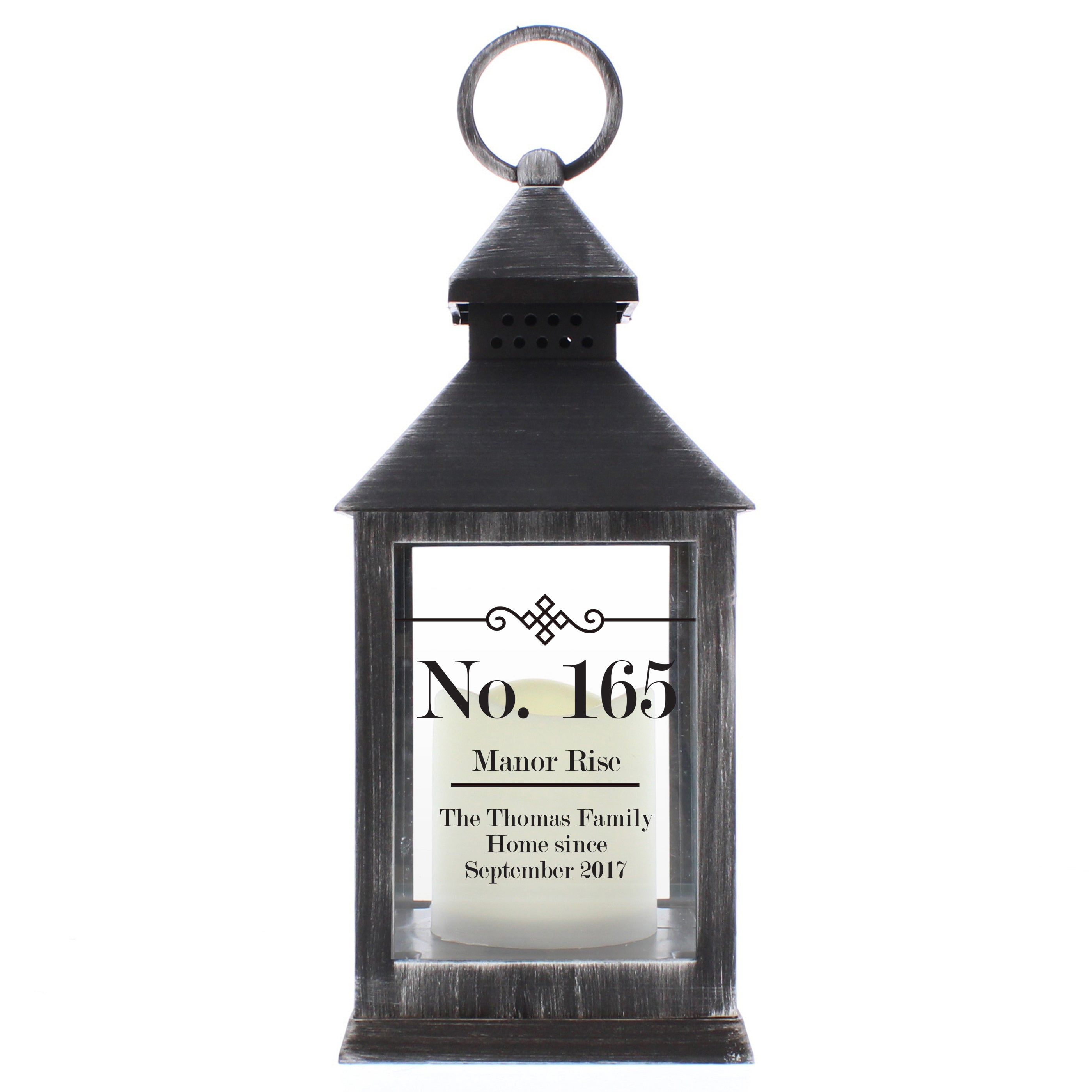 Personalised Elegant Diamond Rustic Black Lantern - gift & personalise