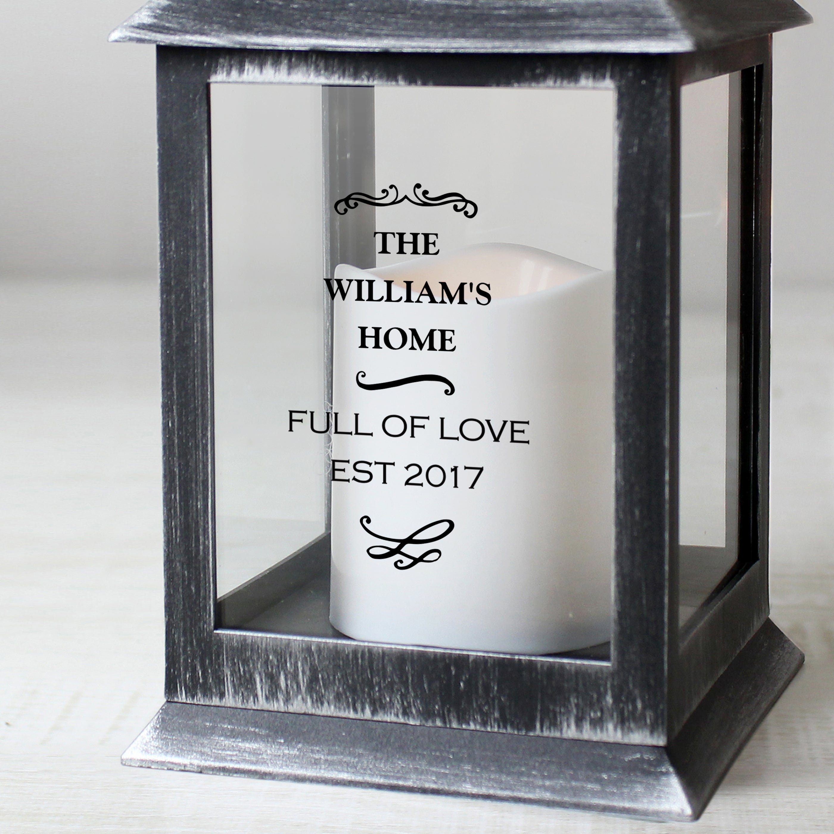 Personalised Antique Scroll Rustic Black Lantern - gift & personalise