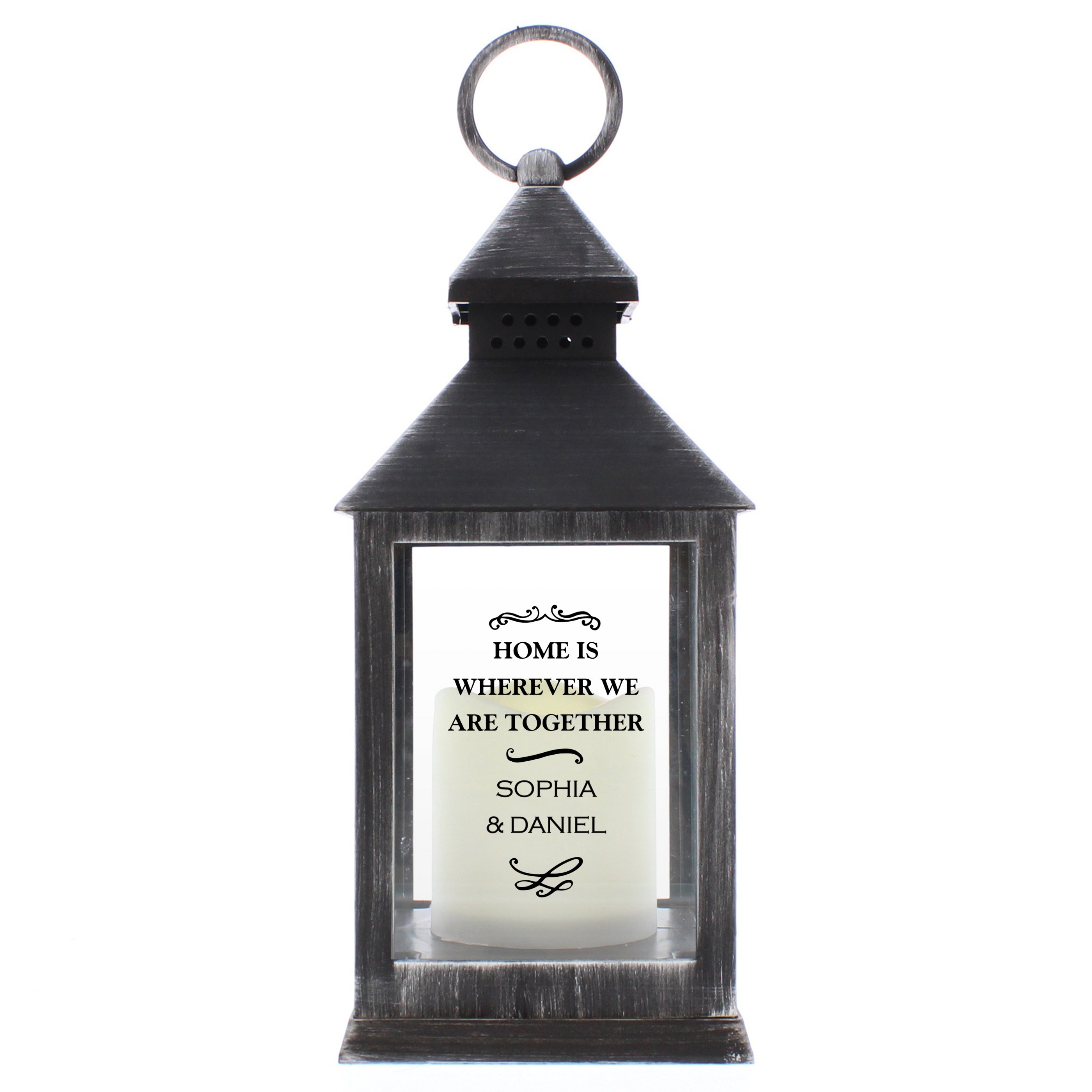 Personalised Antique Scroll Rustic Black Lantern - gift & personalise