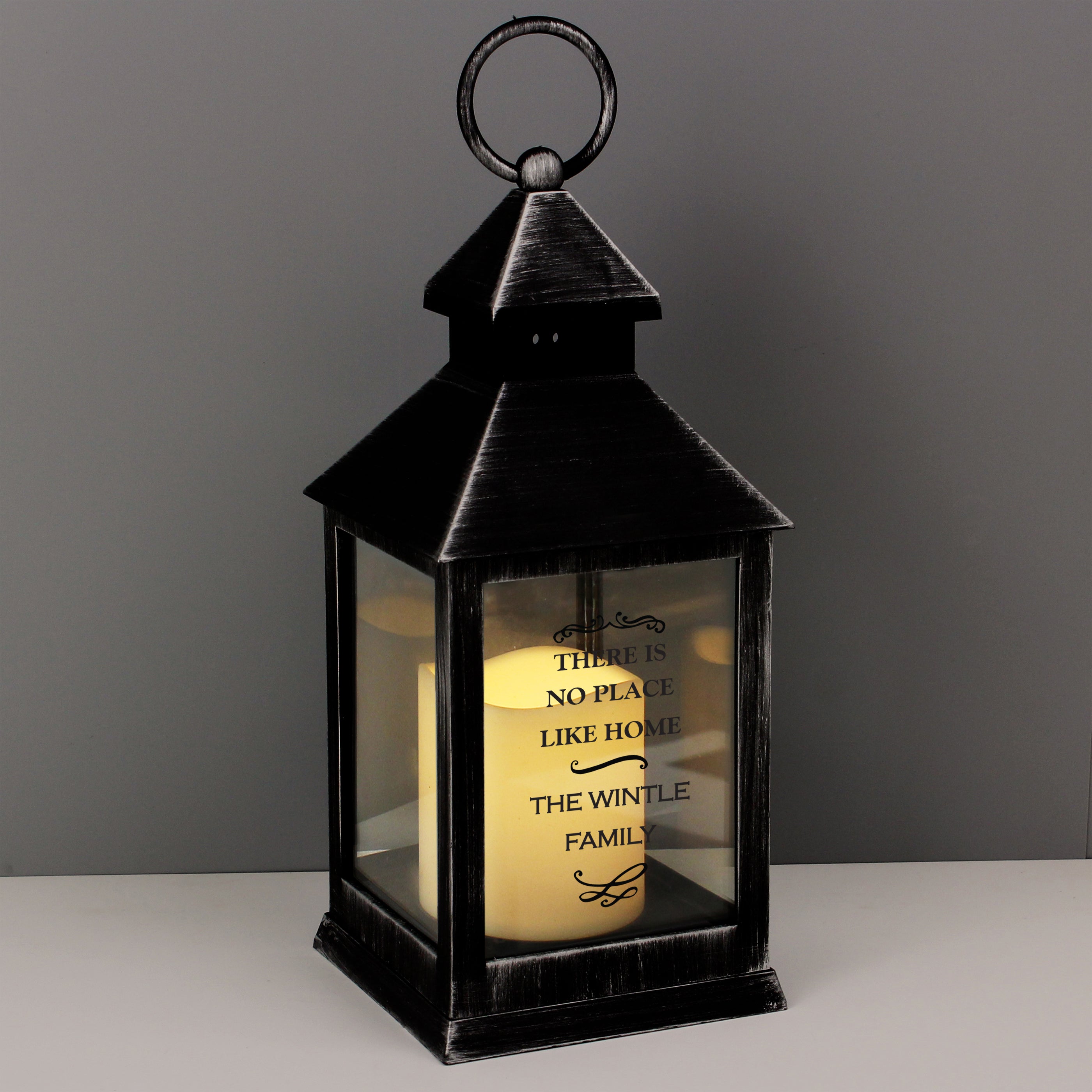 Personalised Antique Scroll Rustic Black Lantern - gift & personalise