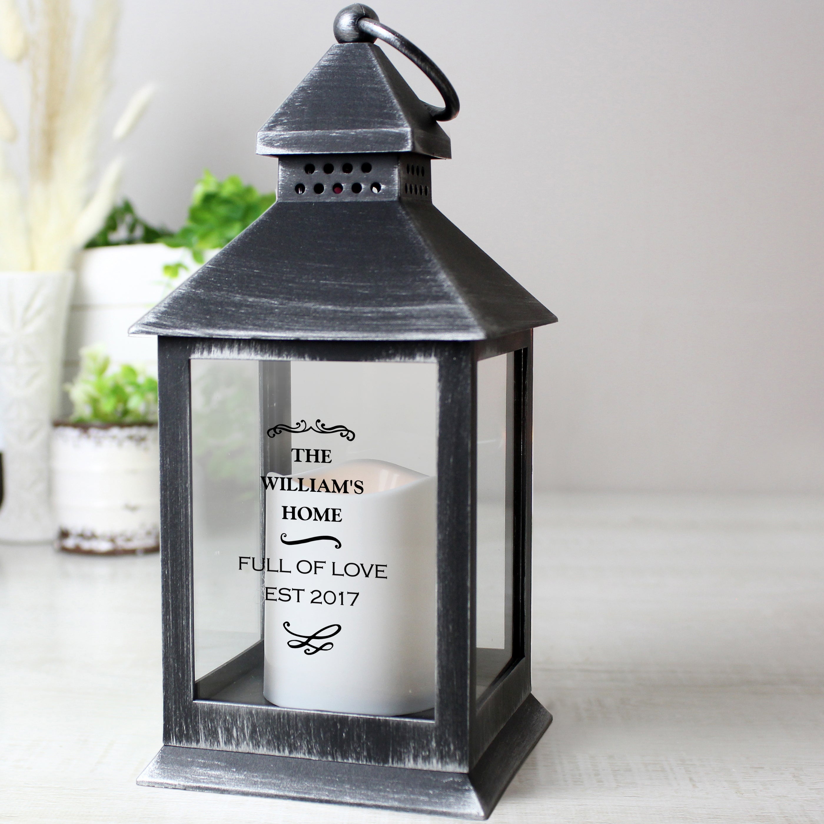 Personalised Antique Scroll Rustic Black Lantern - gift & personalise