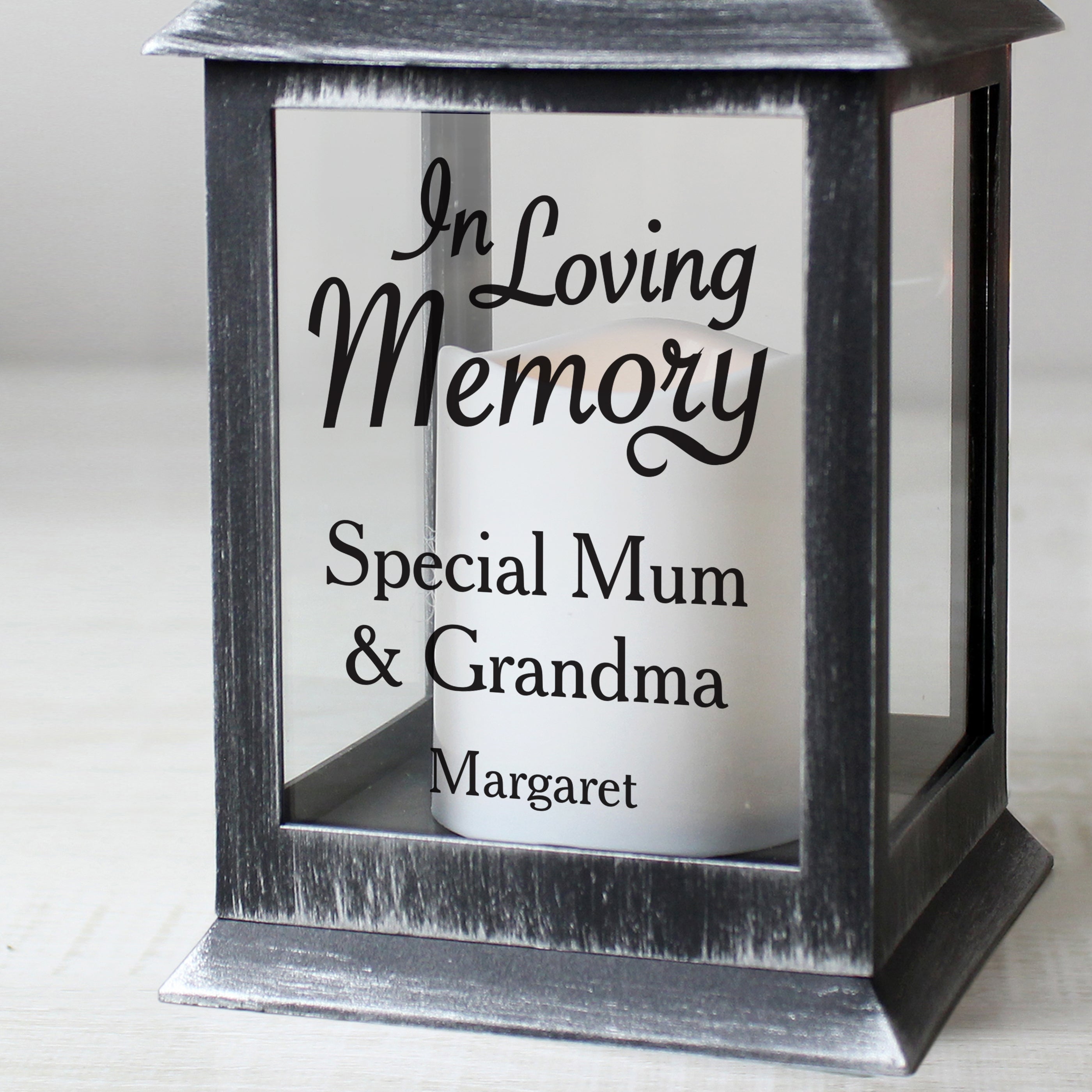 Personalised In Loving Memory Rustic Black Lantern - gift & personalise