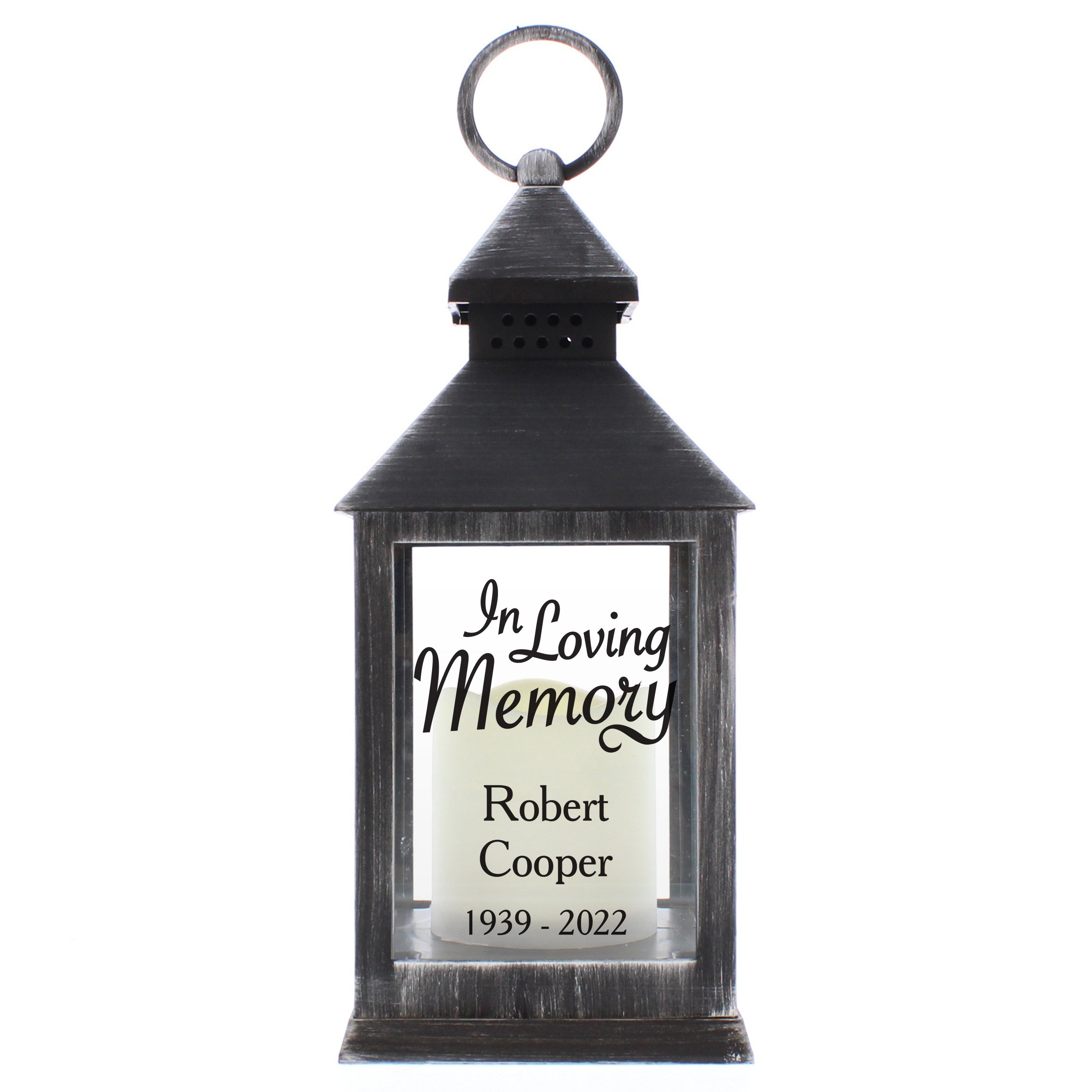 Personalised In Loving Memory Rustic Black Lantern - gift & personalise