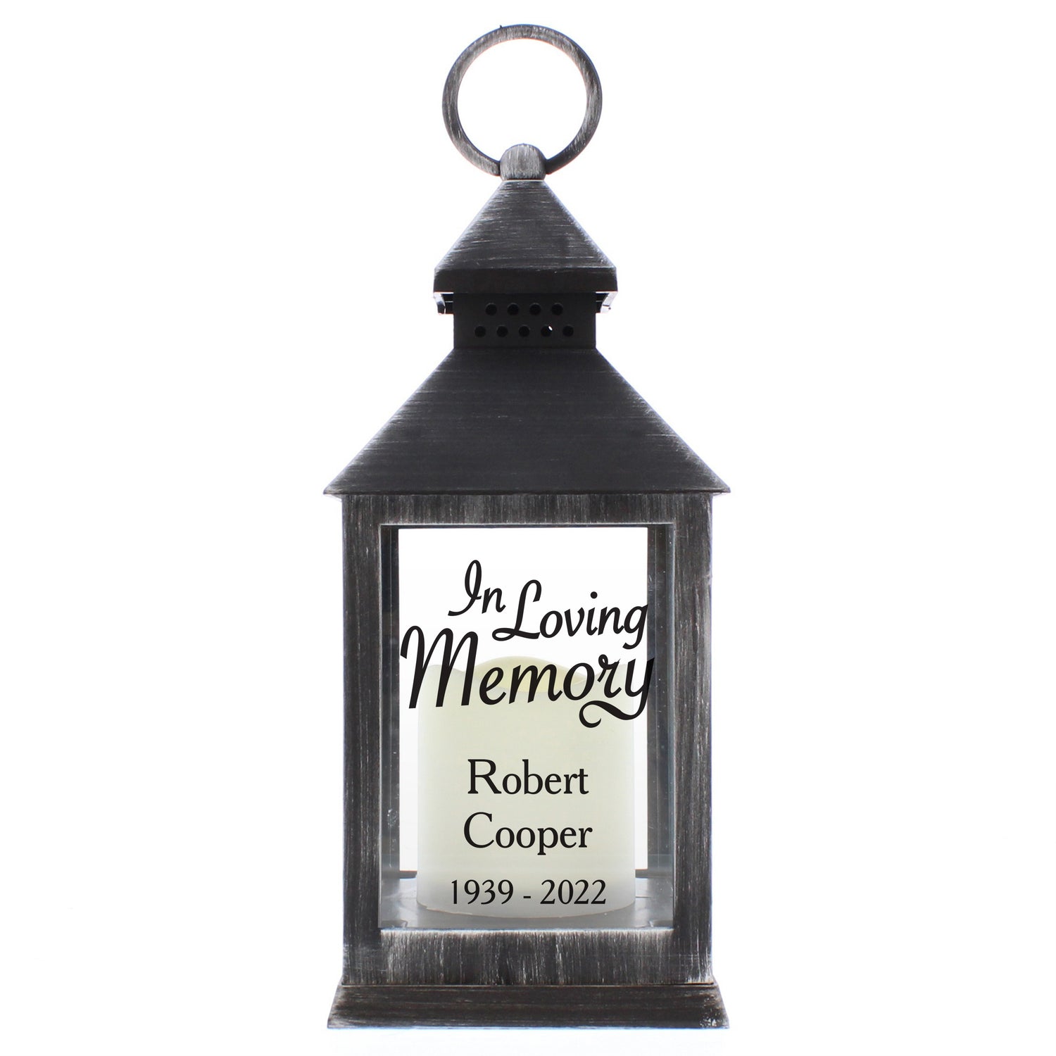 Personalised In Loving Memory Rustic Black Lantern - gift & personalise