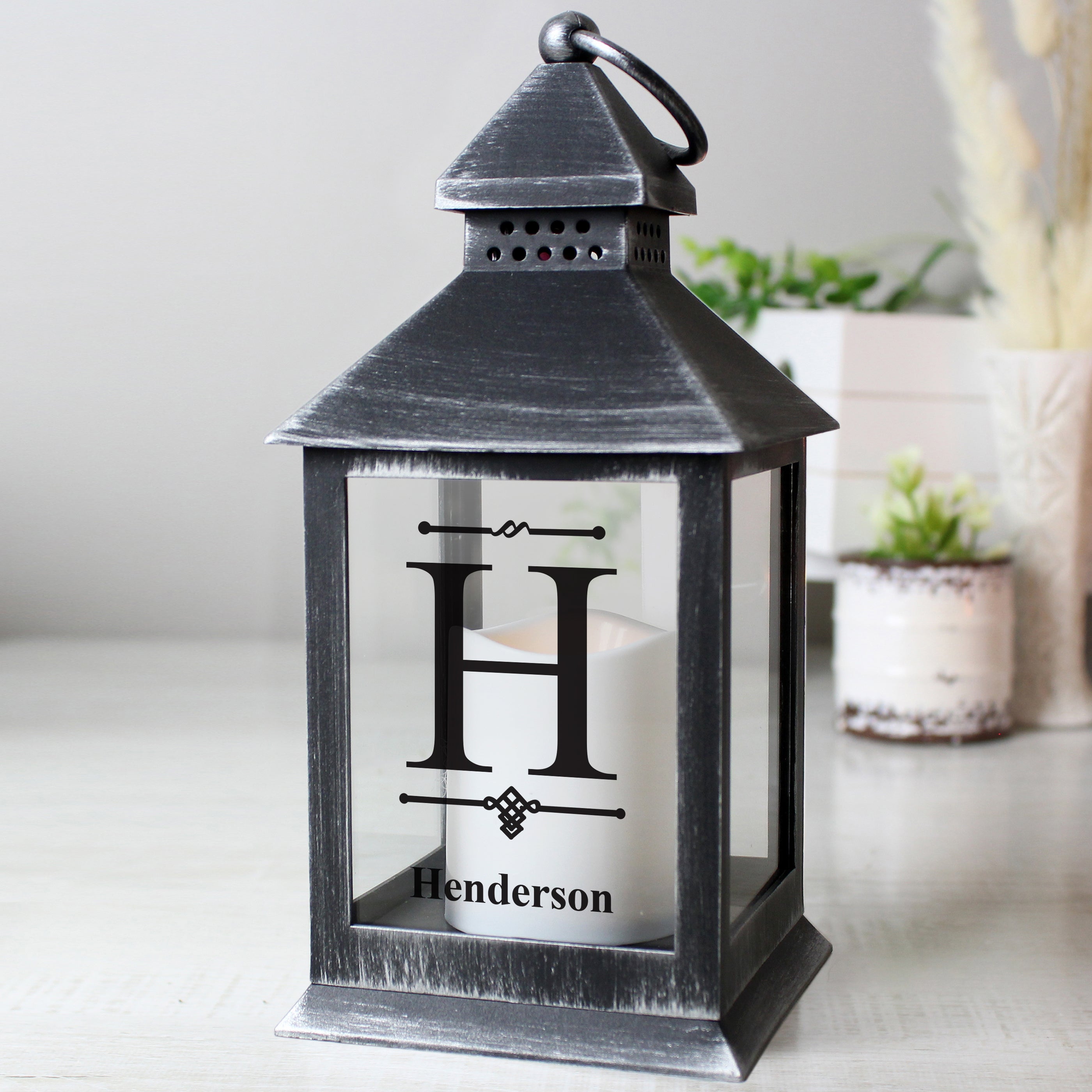 Personalised Initial Rustic Black Lantern - gift & personalise