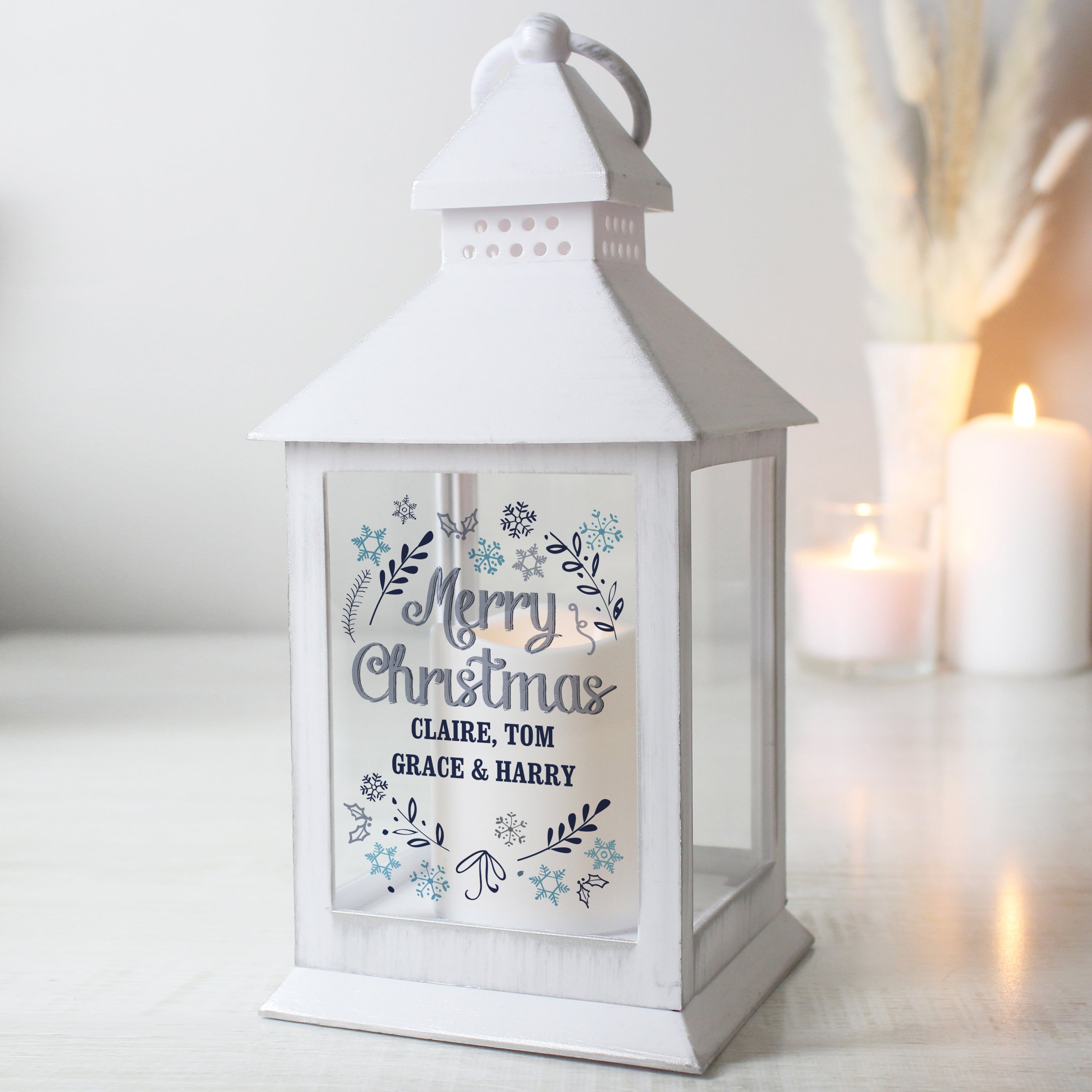 Personalised Christmas Frost White Lantern - gift & personalise