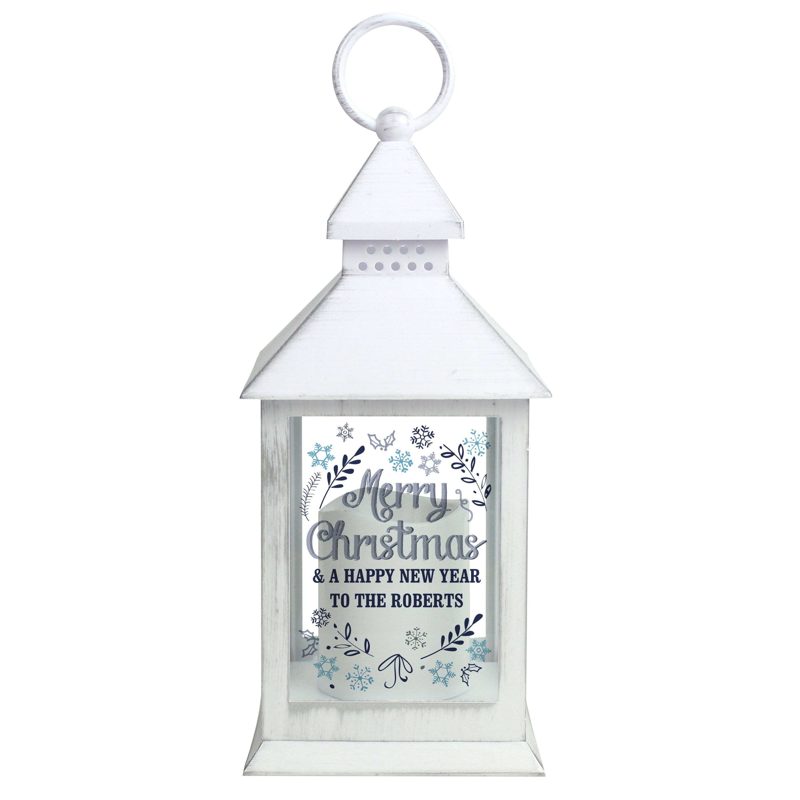 Personalised Christmas Frost White Lantern - gift & personalise