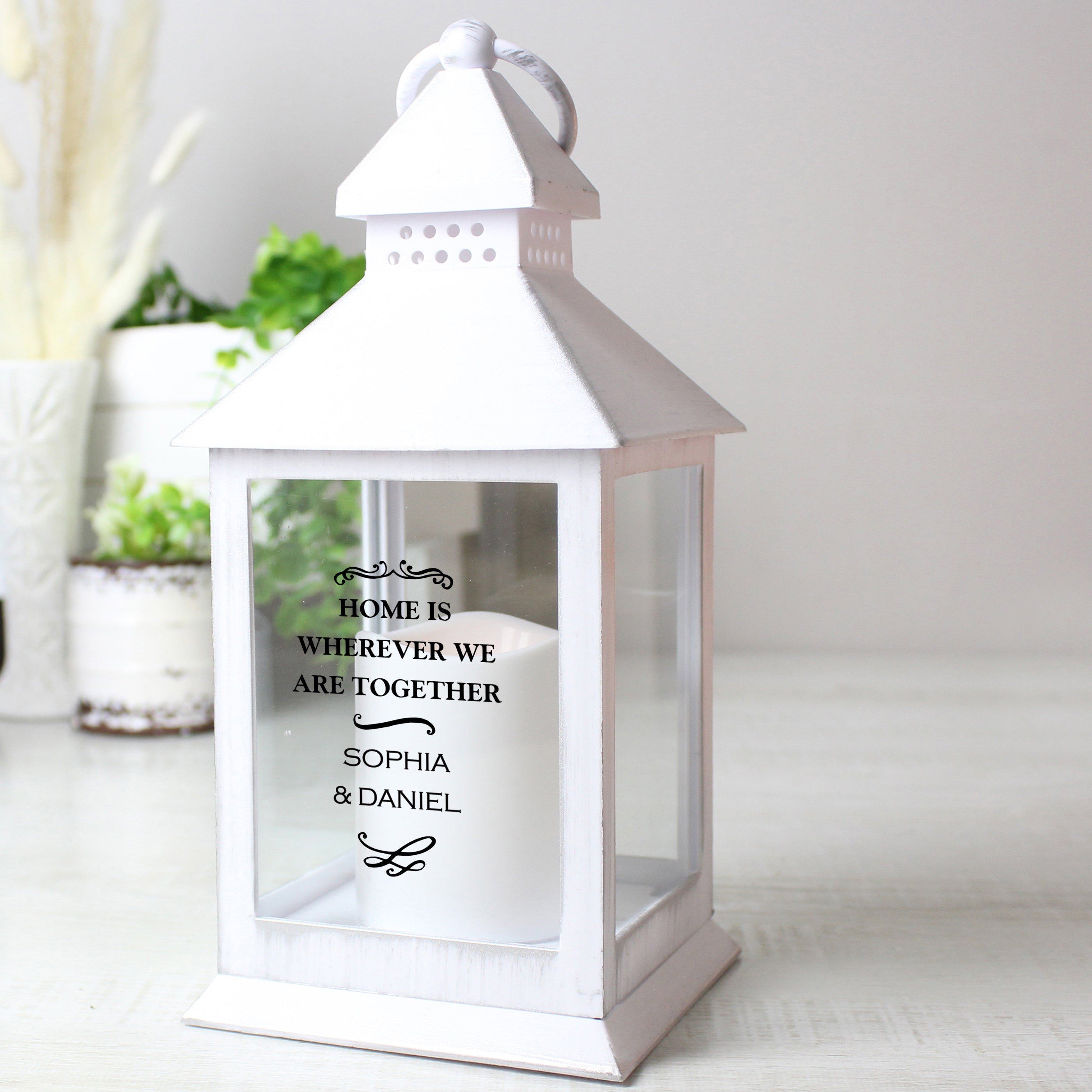 Personalised Antique Scroll White Lantern - gift & personalise