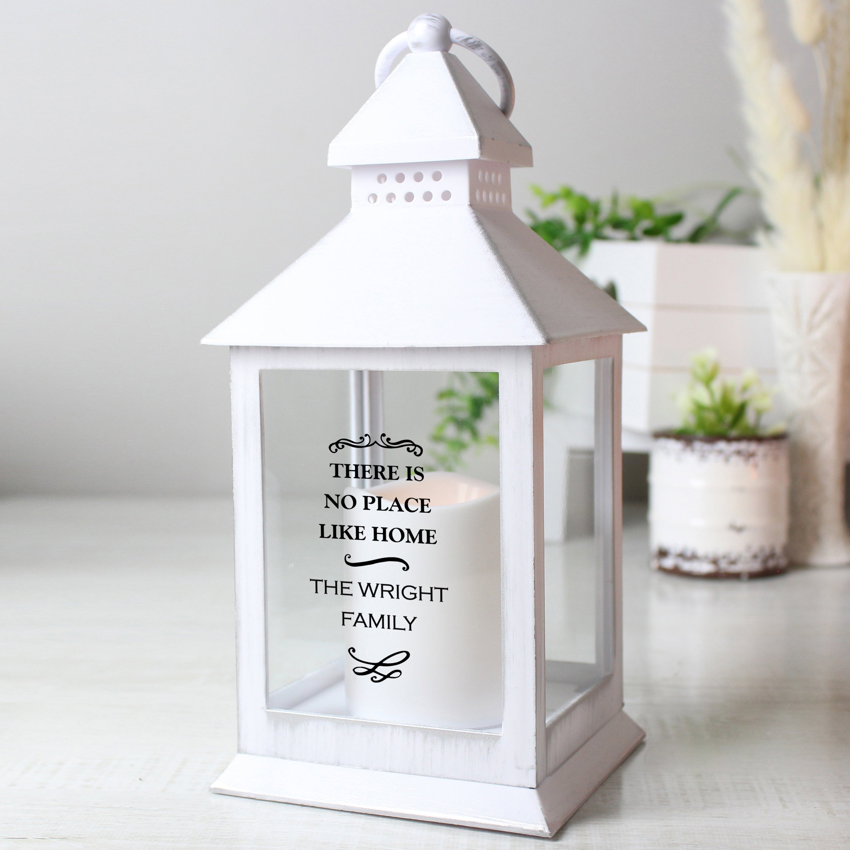 Personalised Antique Scroll White Lantern - gift & personalise