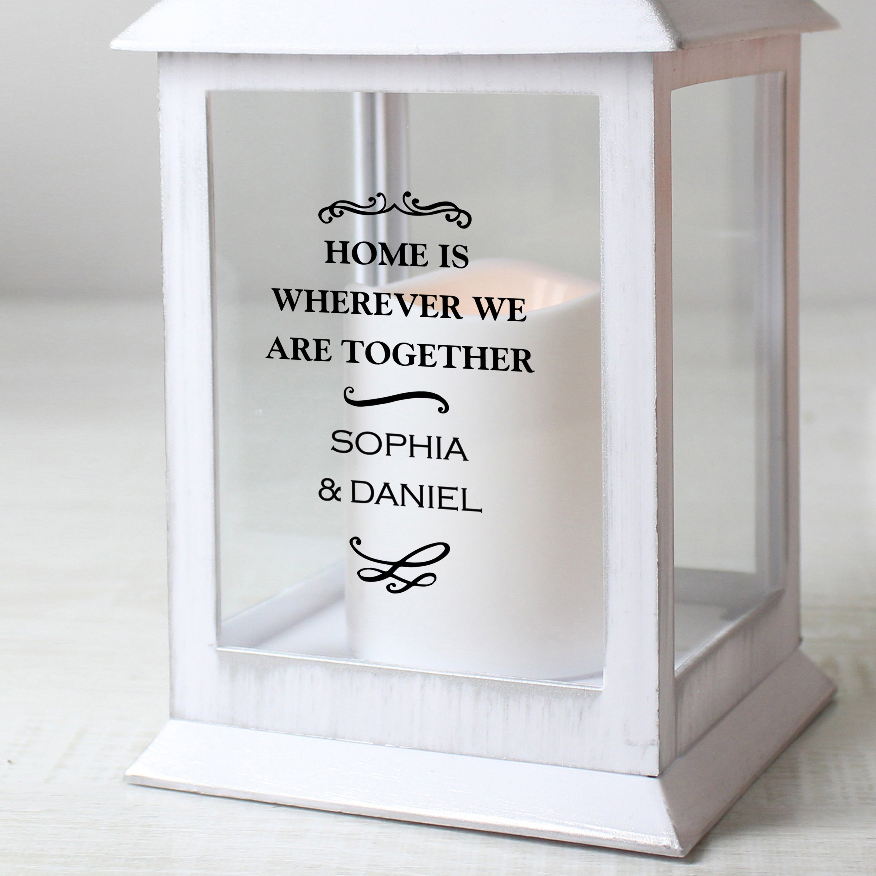 Personalised Antique Scroll White Lantern - gift & personalise