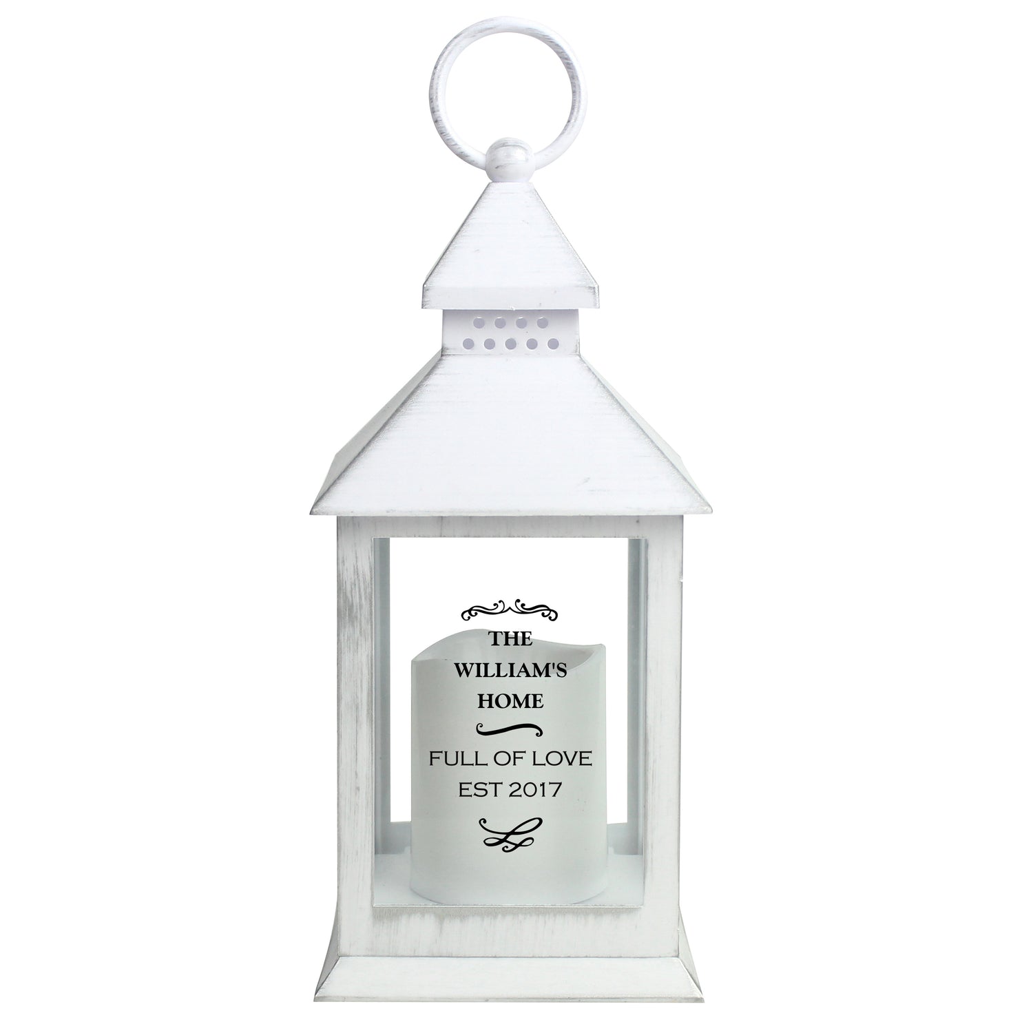 Personalised Antique Scroll White Lantern - gift & personalise