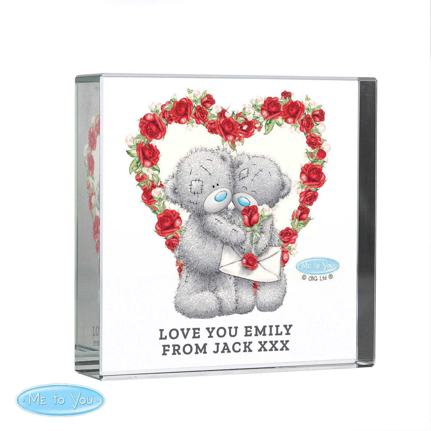 Personalised Me to You Rose Heart Crystal Token - gift & personalise