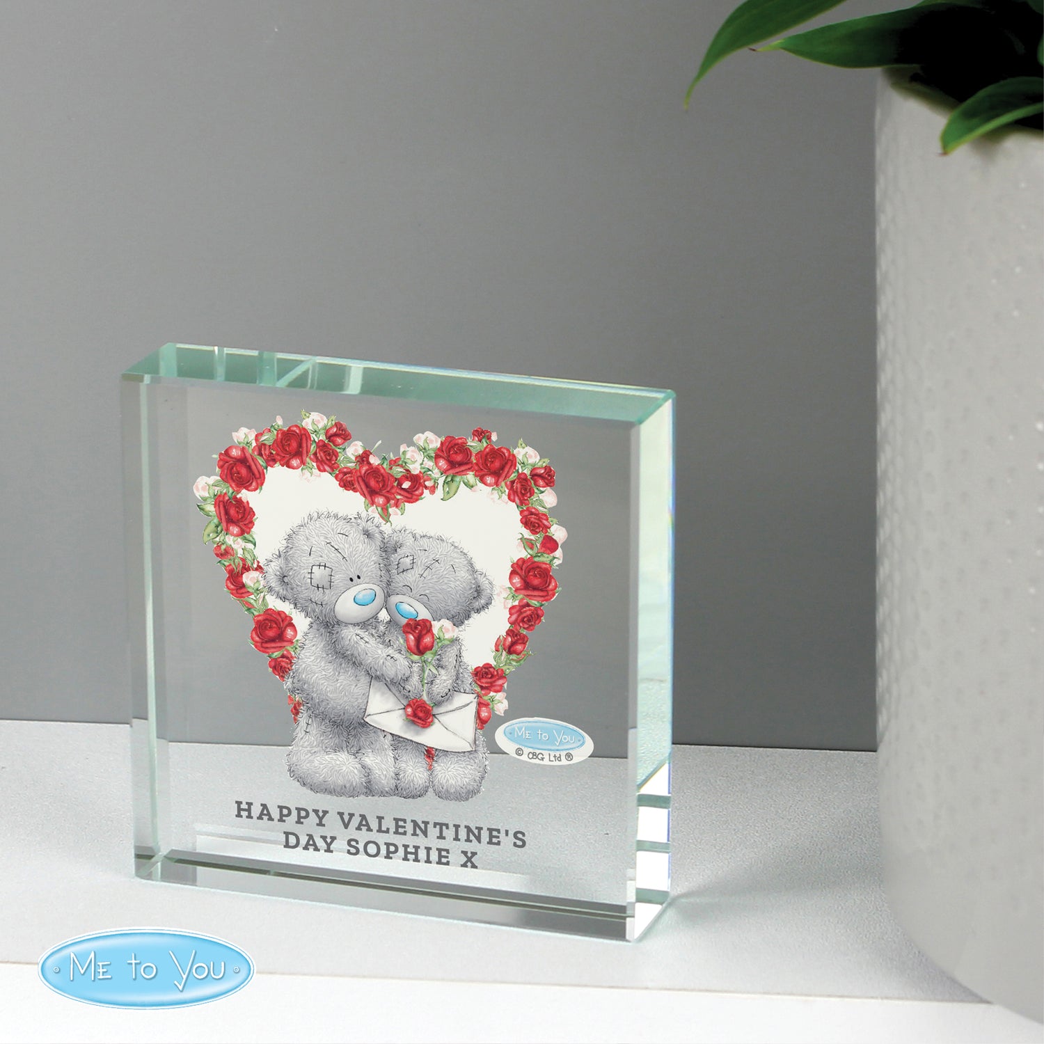 Personalised Me to You Rose Heart Crystal Token - gift & personalise