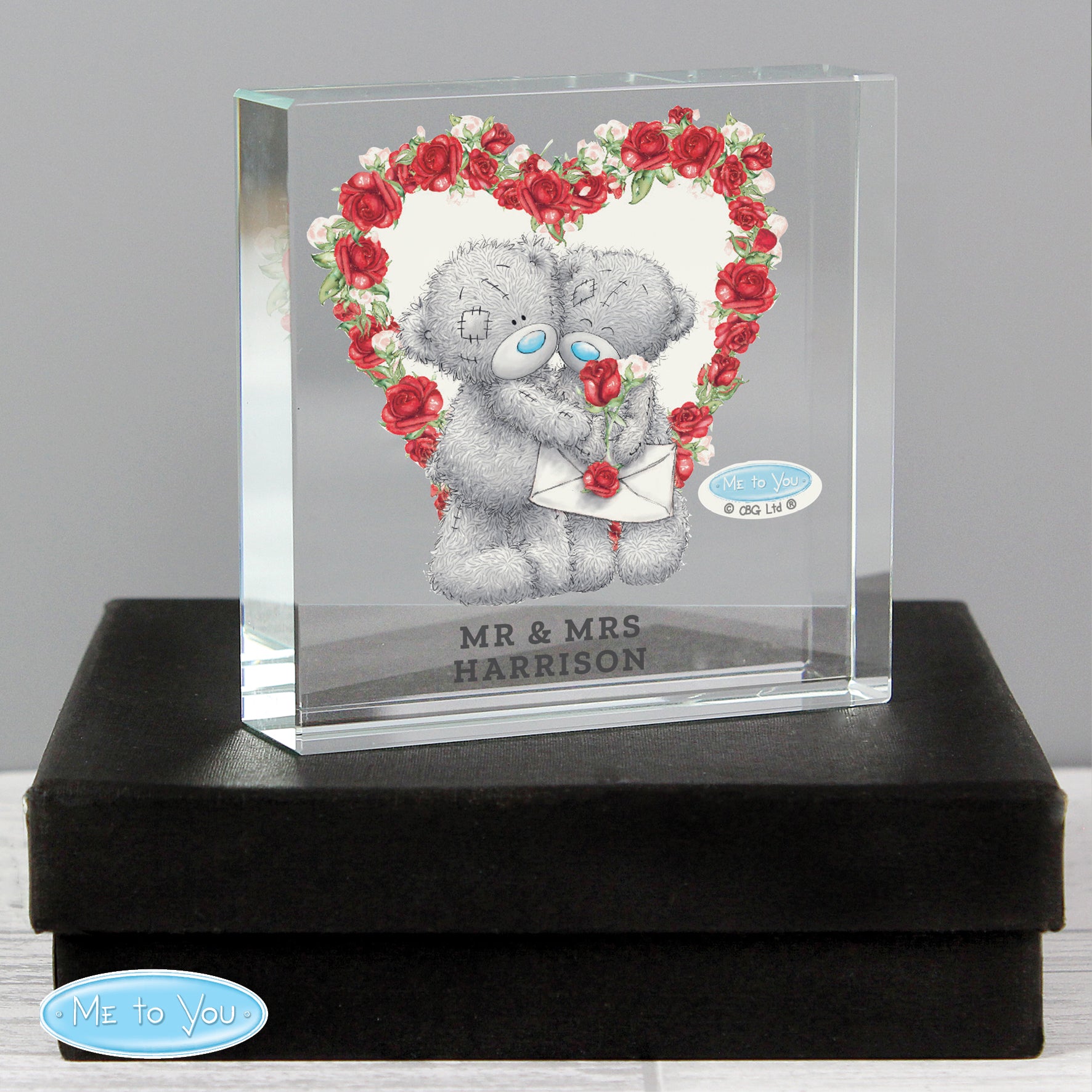 Personalised Me to You Rose Heart Crystal Token - gift & personalise