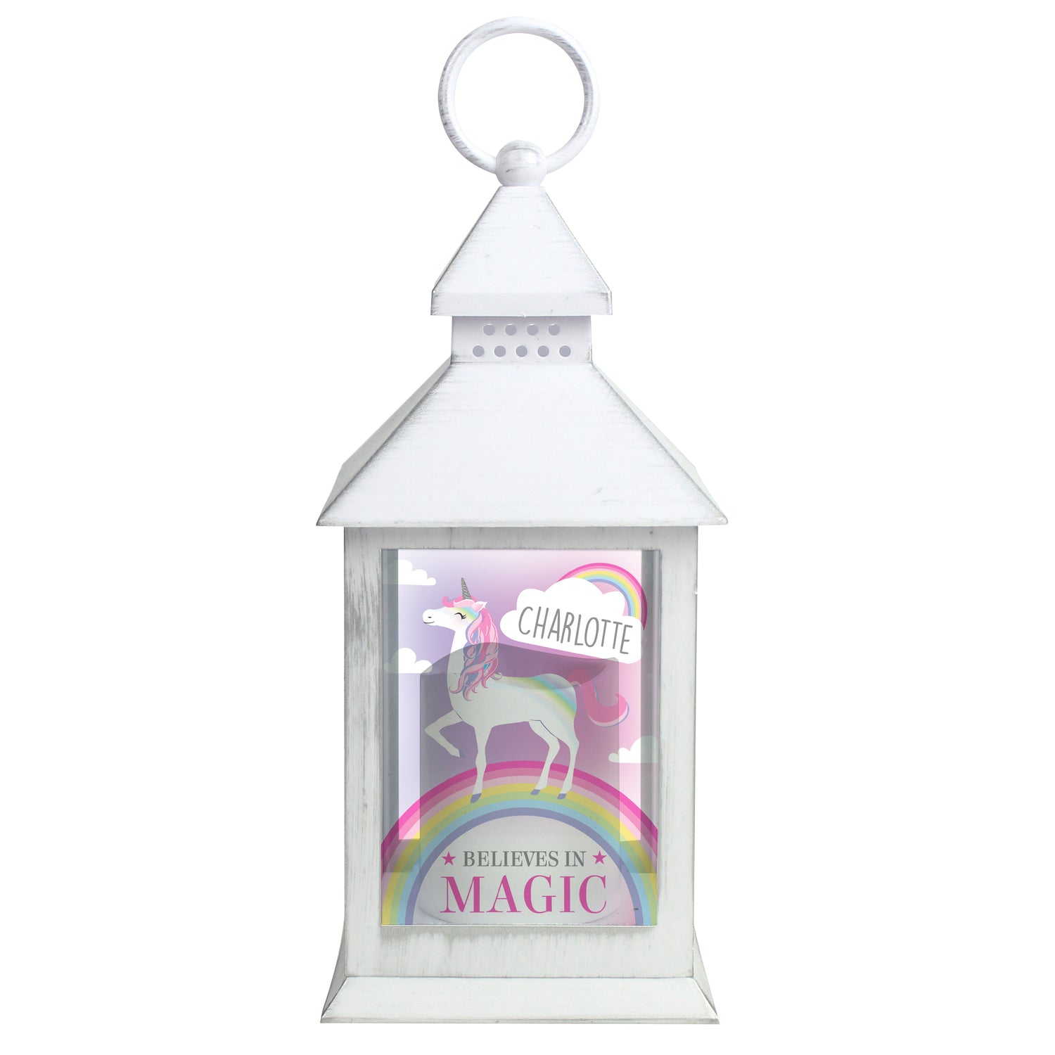 Personalised Unicorn Frost White Lantern - gift & personalise