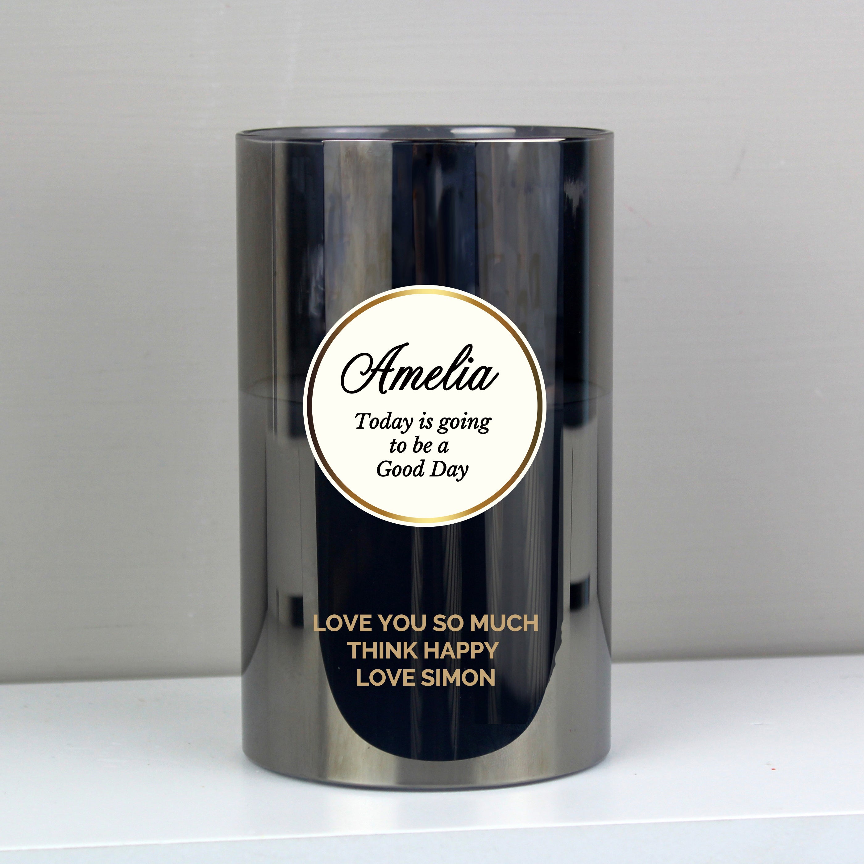 Personalised Opulent Smoked Glass LED Candle - gift & personalise