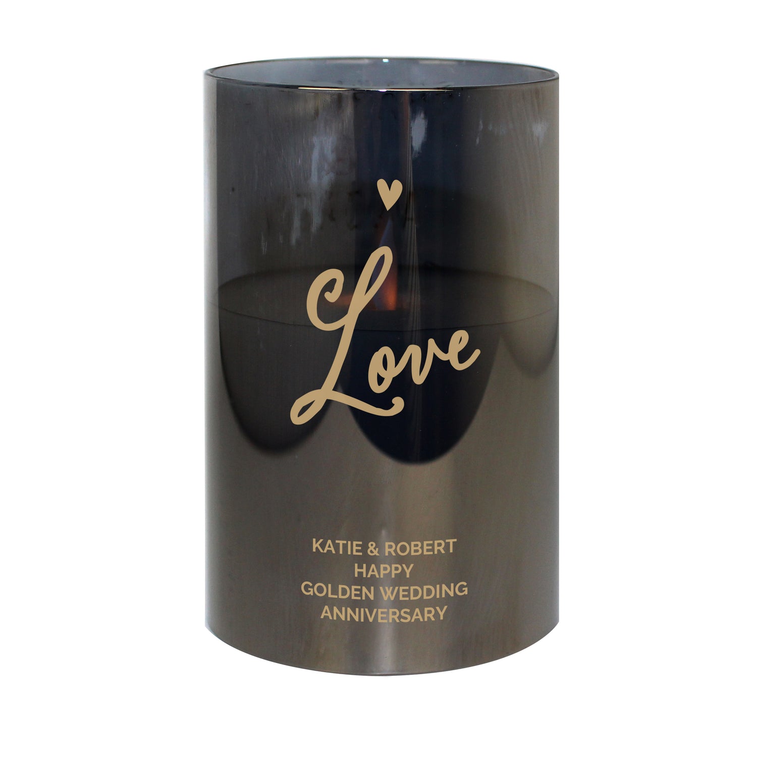 Personalised Love Smoked Glass LED Candle - gift & personalise